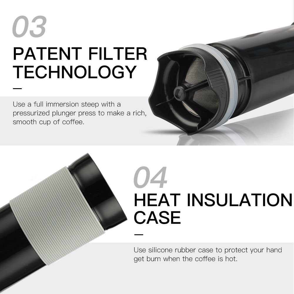 Brbhom Set Of 2 Portable Travel French Press Coffee Mug And Tea Black Red For Couple(Black/Red)