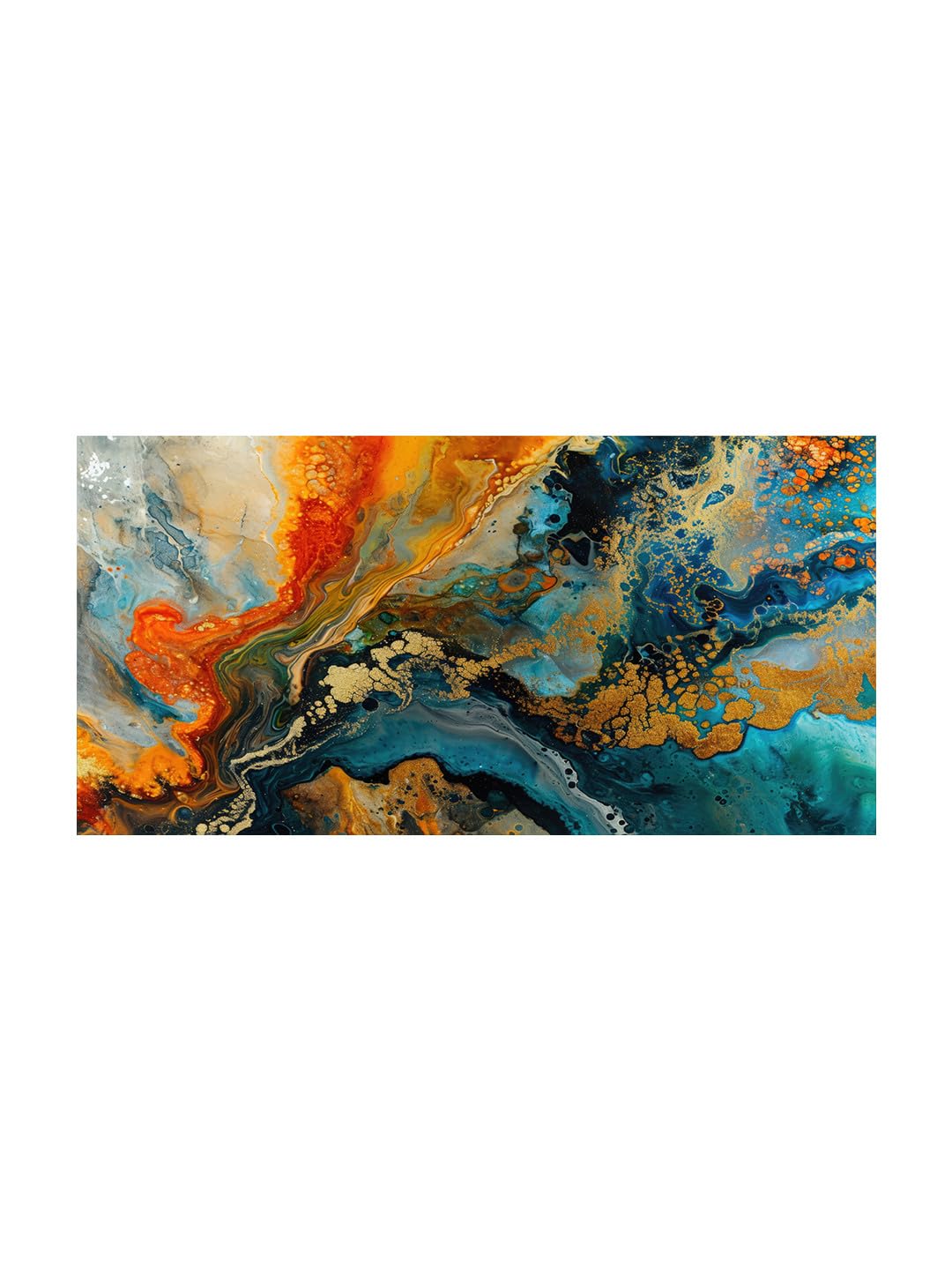 999Store Fiery Abstract Canvas Painting - Bold Red And Blue Art Print - Dynamic Wall Art 24X48 Inches Framed Art (Flp24480726)