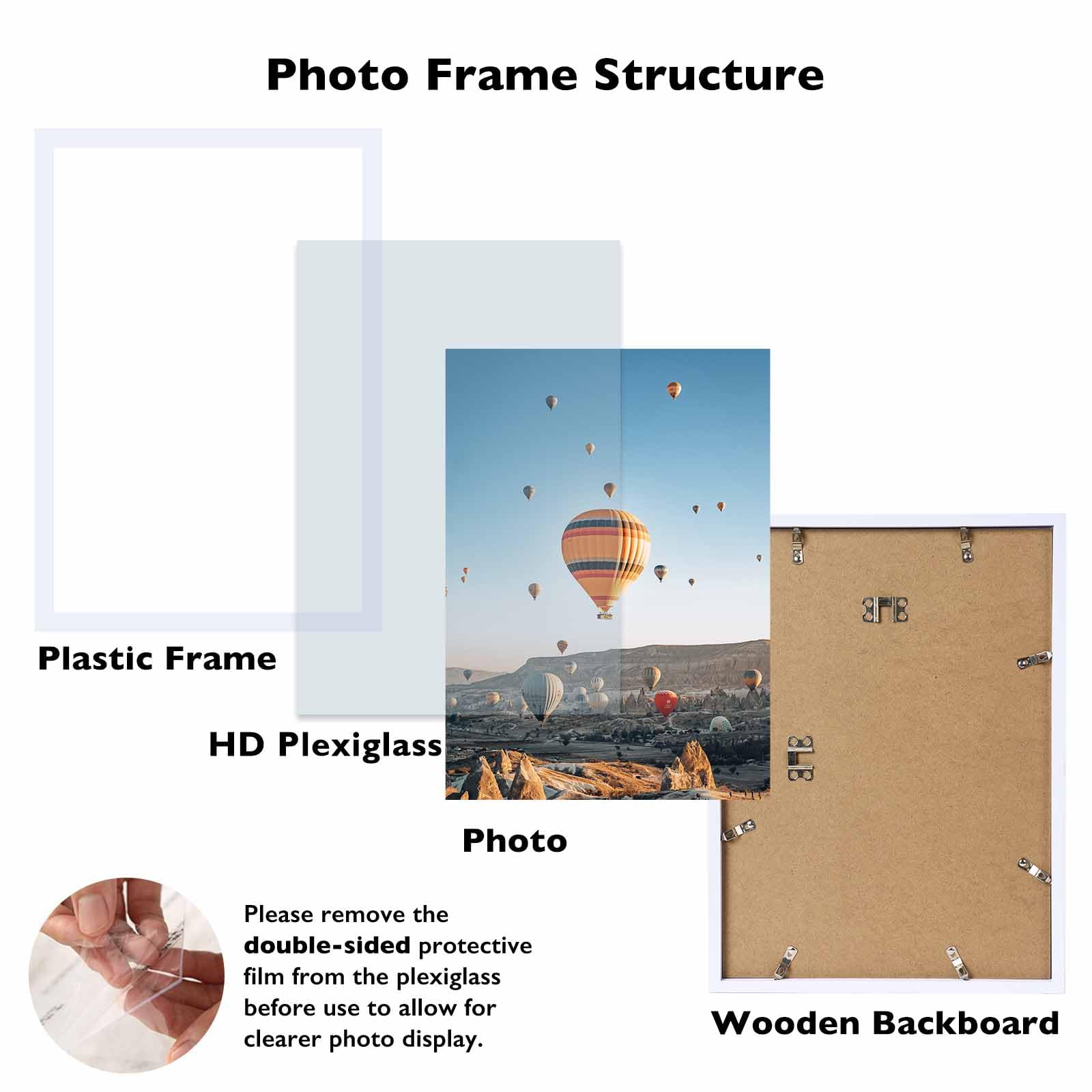 JCJMY 9x14 Picture Frame White for Wall Hanging, Wall Mounting Horizontally or Vertically, 9 x 14 Wall Gallery Poster Photo Fram