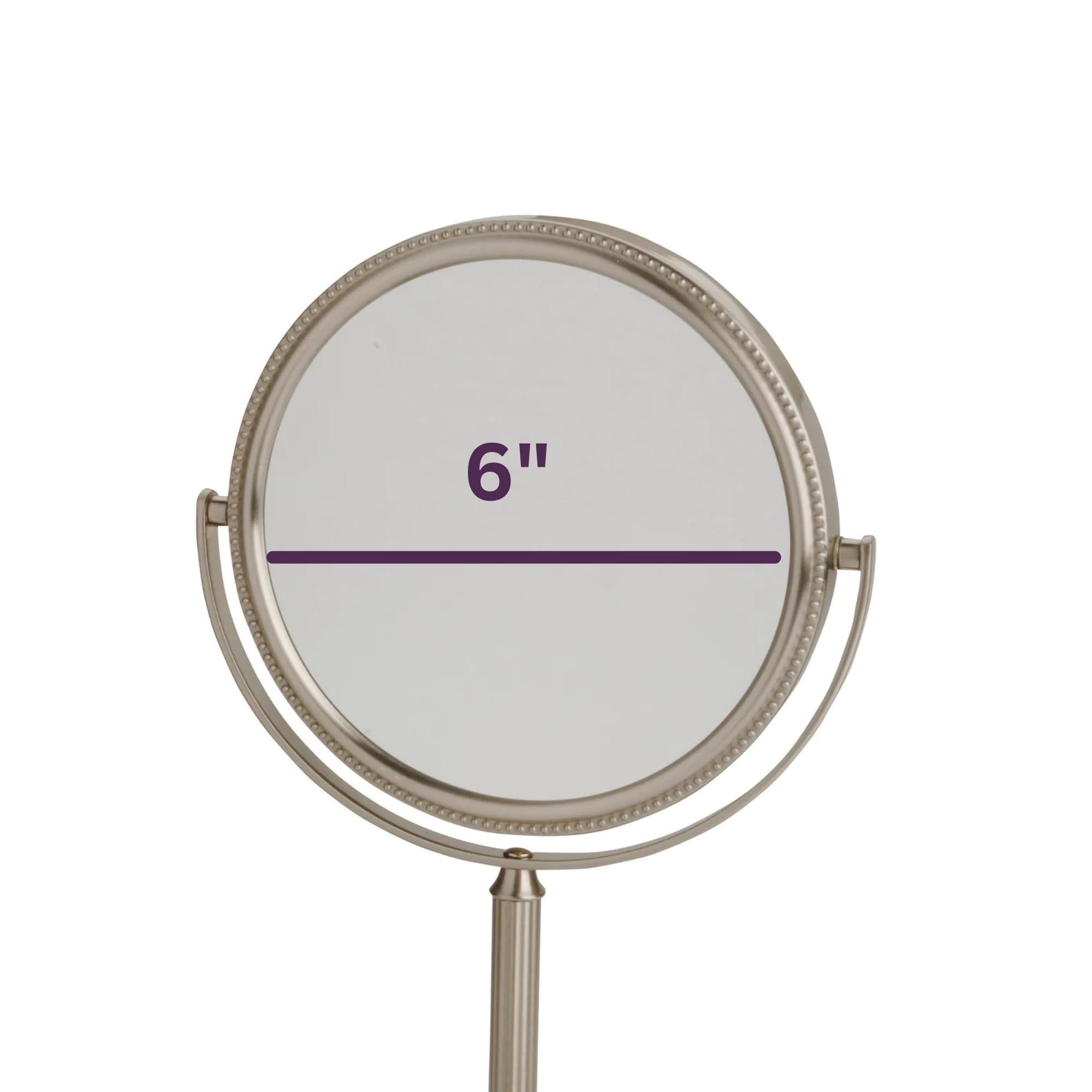 JERDON Two-Sided Makeup Mirror with 10X Magnification, 6-Inch Nickel Finish, Model JP910NB, Portable Swivel Design