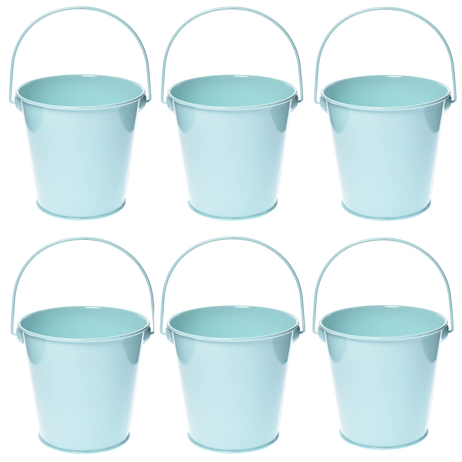 Takma Small Metal Buckets With Handle - 6 Pack 4.3 Inch Colored Galvanized Bucket For Kids,Classroom,Crafts,And Party Favors (Gr