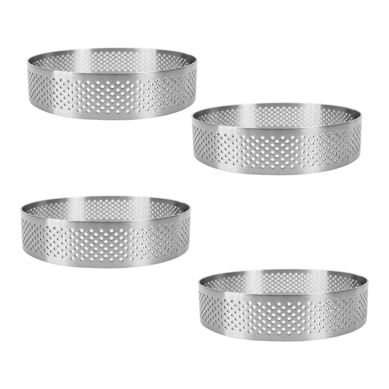 Uyauld 4 Pieces Perforated Tart Ring, 8Cm High Grade Stainless Steel Heat-Resistant Cake Dessert Ring, 3.15 Inch Pastry Mold Rou