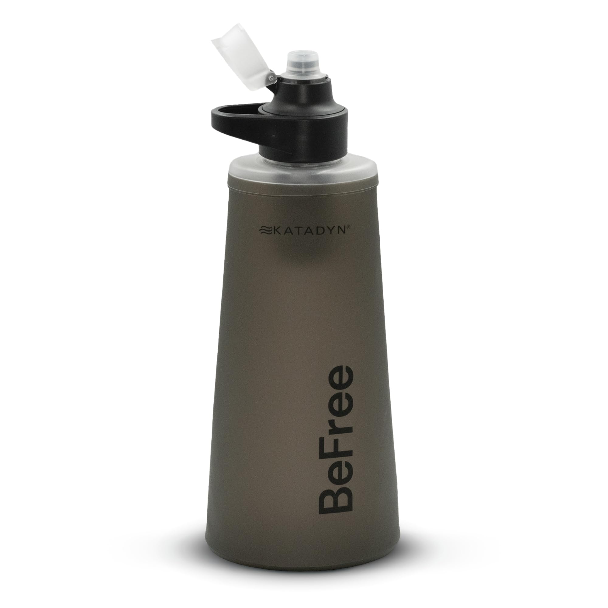 Katadyn BeFree AC 1L Soft Water Filter Bottle in Black, Double-Layer Ultralight & Collapsible Flask, Activated Carbon Filter Imp