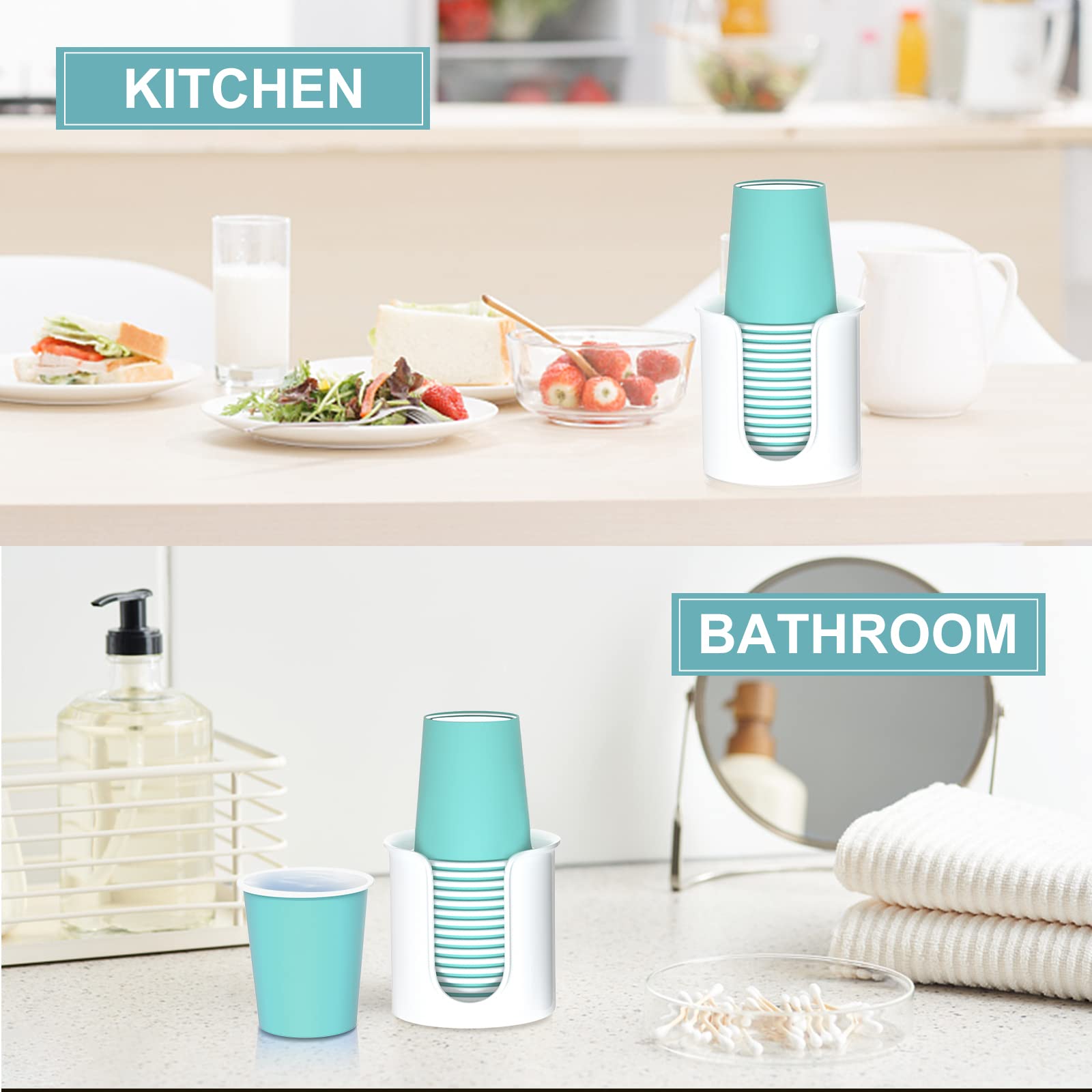 Byaway 2 Pack Bathroom Cup Dispenser 3 Oz Countertop - Convenient Paper Cup Holder For Mouthwash Cups - Easy To Use Cup Dispense
