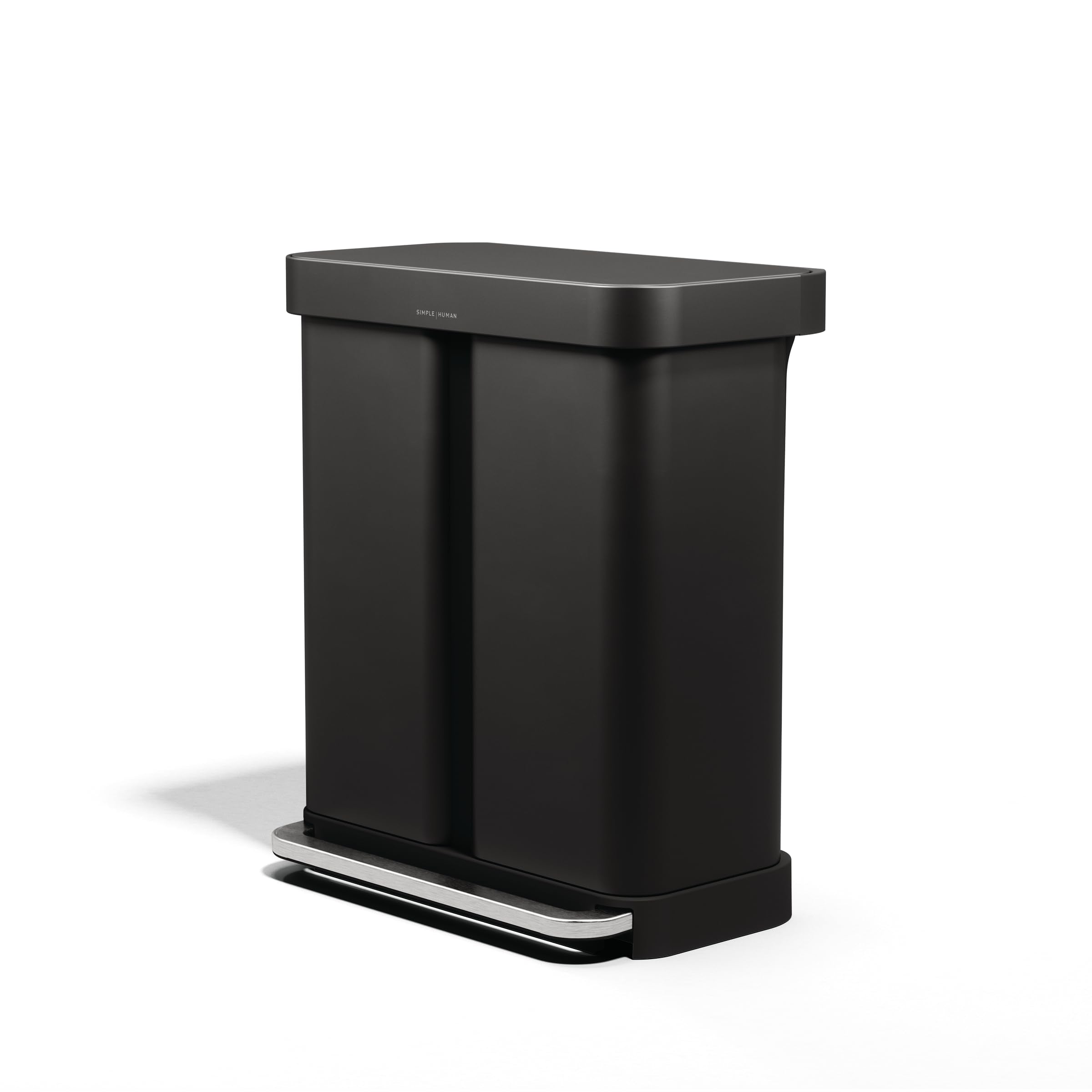 simplehuman 58L Liner Rim Rectangular Recycler, 24L+ 34L, Matte Black