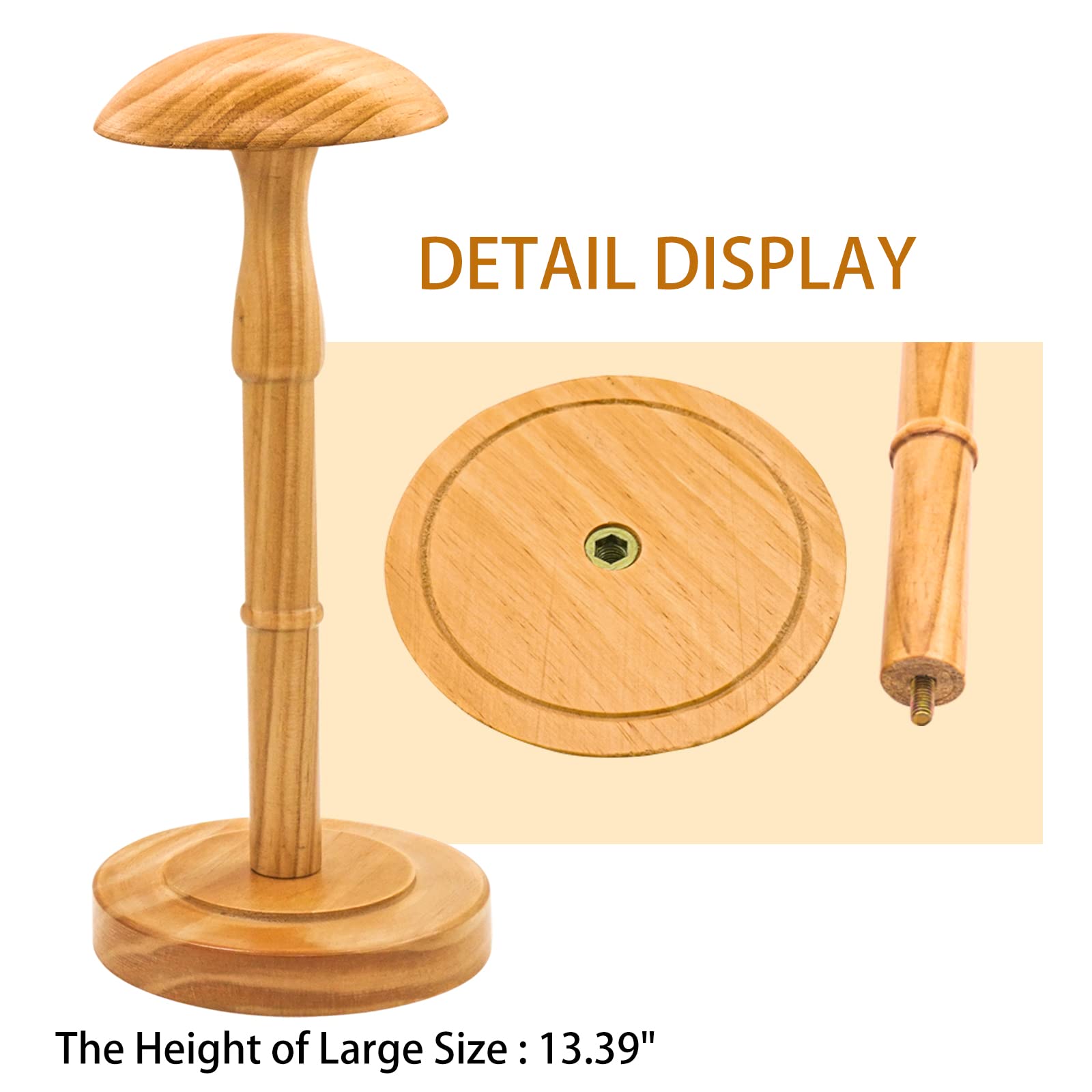 Haibeir Freestanding Hat Stand, Tabletop Hat Rack, Wood Display Stand Holder For Caps And Wigs (Natural)(One Piece)