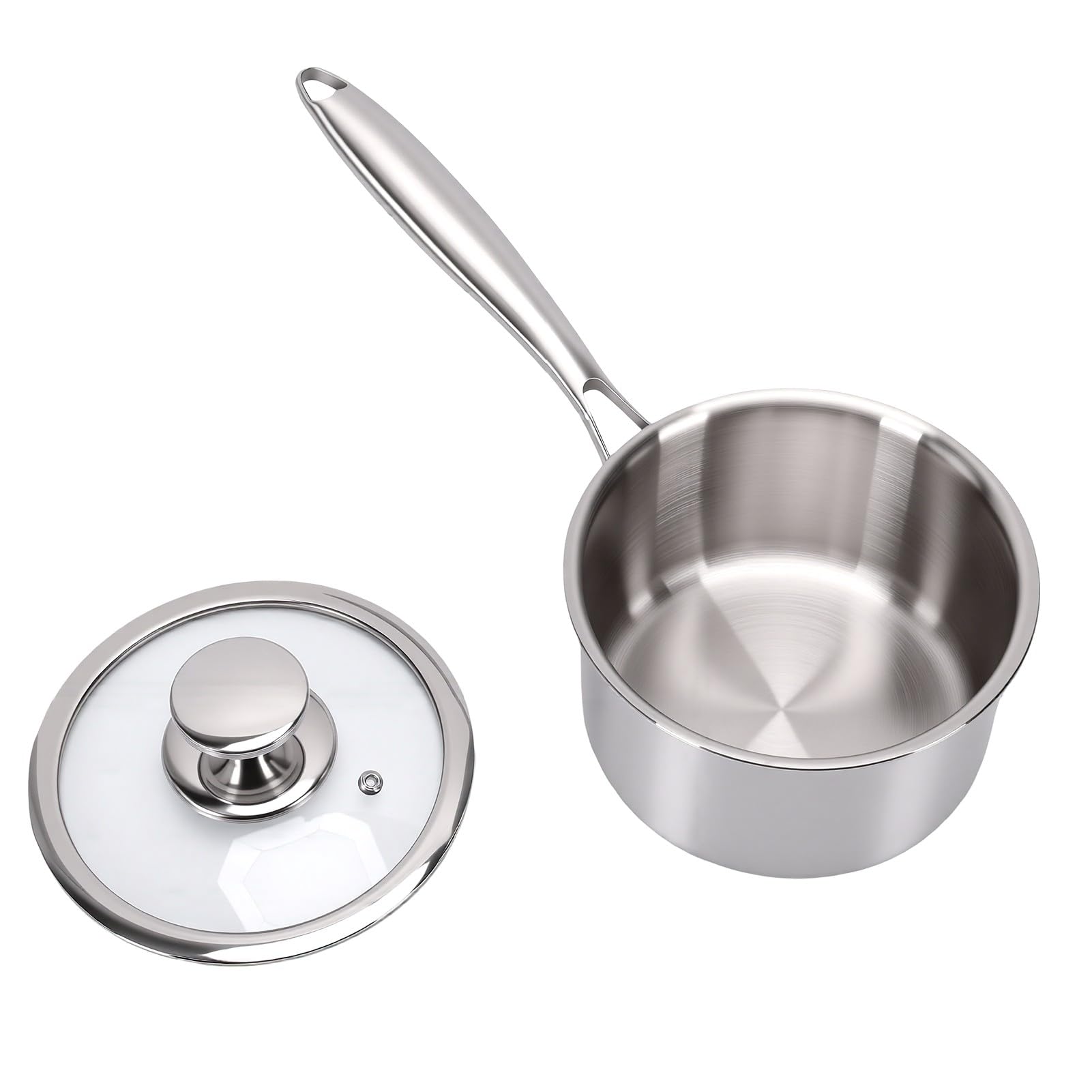 Oreilet Small Saucepan with Lid, Mini Stainless Steel Ramen Pot