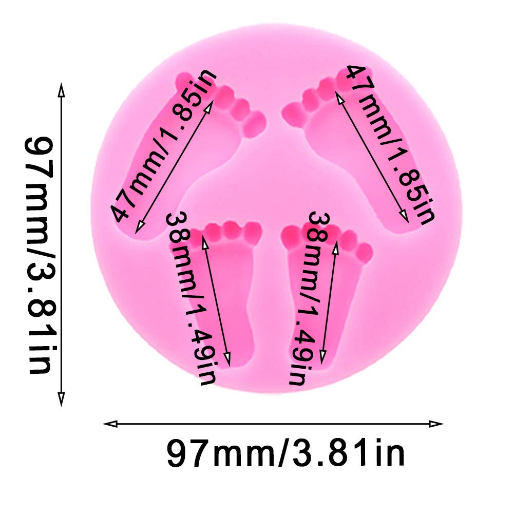 Kuuguu 4 Pcs Baby Feet Fondant Mold Silicone 3D Baby Foot Mold Baby Shower Cake Topper Decoration Diy Baking Mould For Sugarcraf