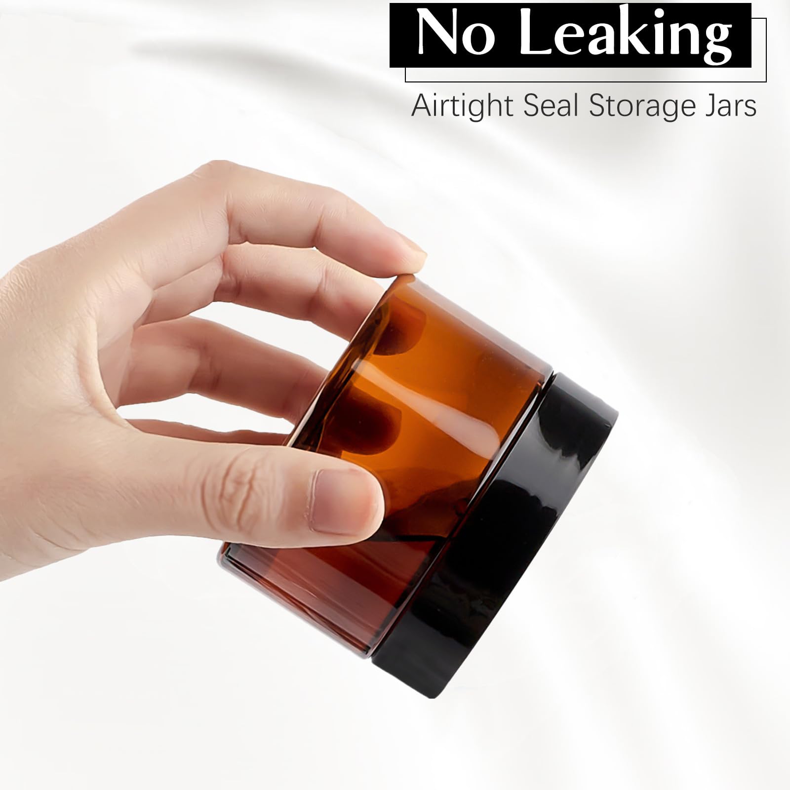 Tuzazo 4 Oz Amber Plastic Cosmetic Jars Leak Proof Small Container With Lids For Cream, Lotion, Powder, Ointments, Beauty Produc