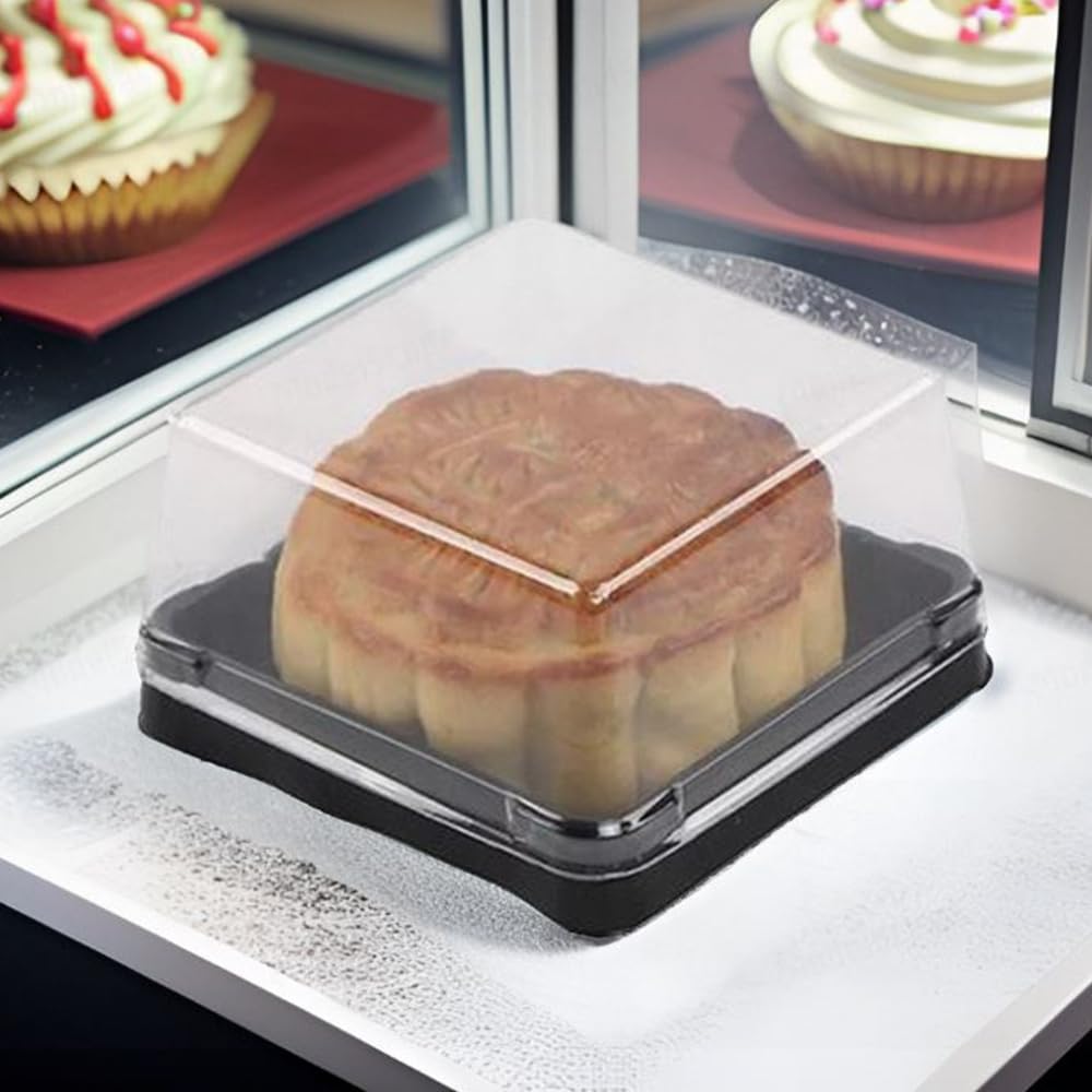 Hewnda 50 Pack Of Clear Plastic Mini Cake Box Muffins Box Cookies Cookies Muffins Dome Box Wedding Birthday Gift Box (3'' Square
