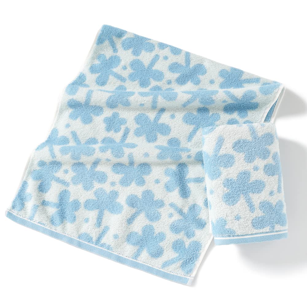 Sense Gnosis Blue Hand Towels Set Of 2 Clovers Pattern 100% Cotton Absorbent Soft Floral Hand Towels For Bathroom Decorative 13