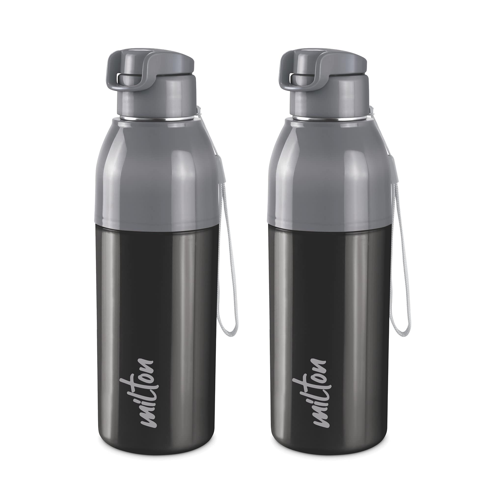 Milton Steel Convey 600 Insulated Inner Stainless Steel Water Bottle, Set of 2, 520 ml Each, Black | Leak Proof | BPA Free | Hot