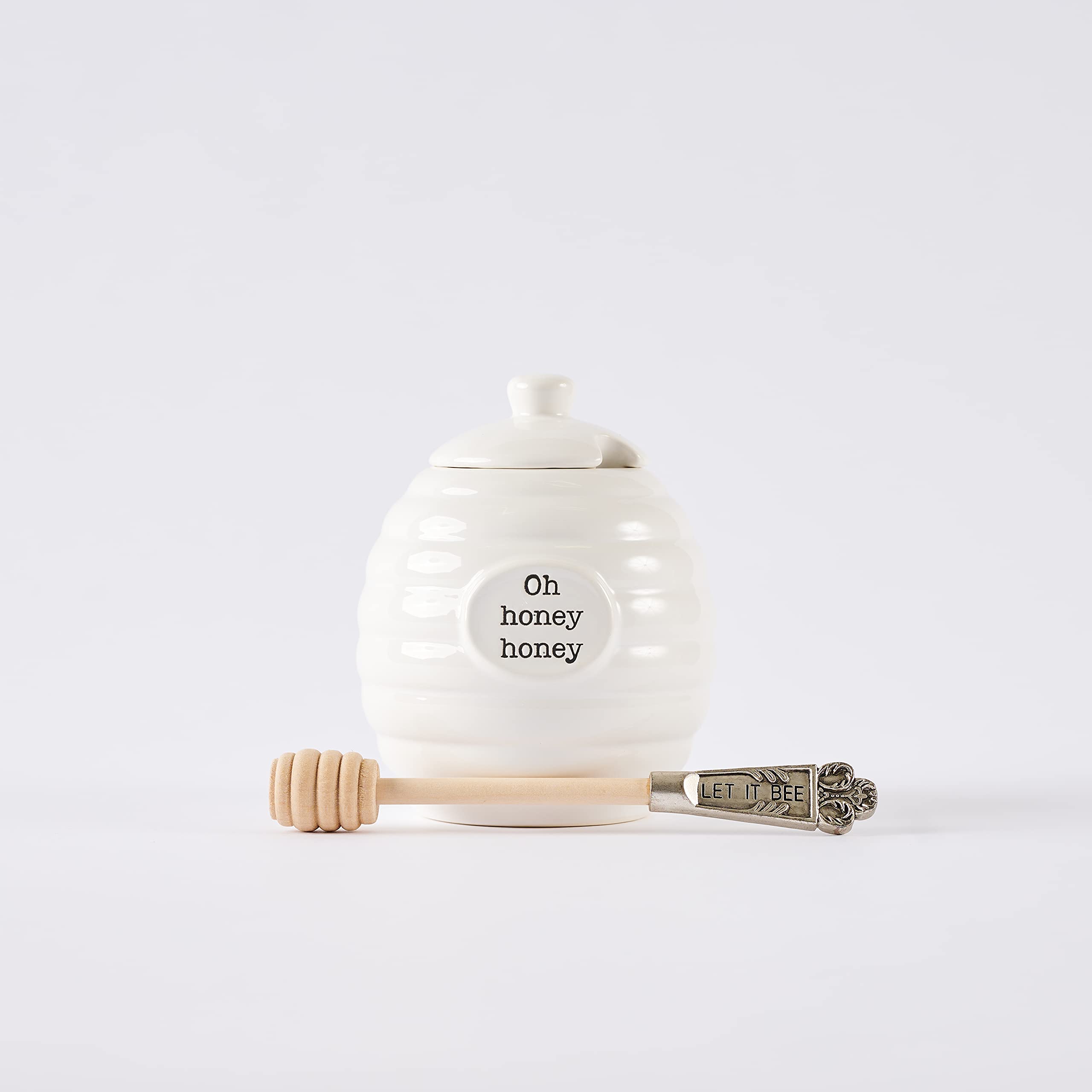 Mud Pie Honey Pot Serving Set, 4X3, White