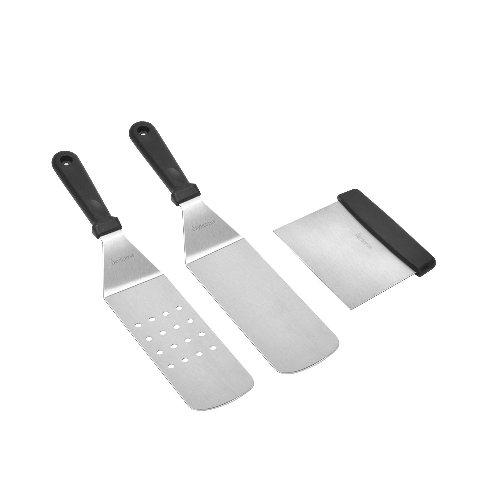 Skyflame 3 Piece Griddle Accessories Kit, Stainless Steel Professional Long Bbq Grill Spatula/Turner & Scraper Set For Flat Top