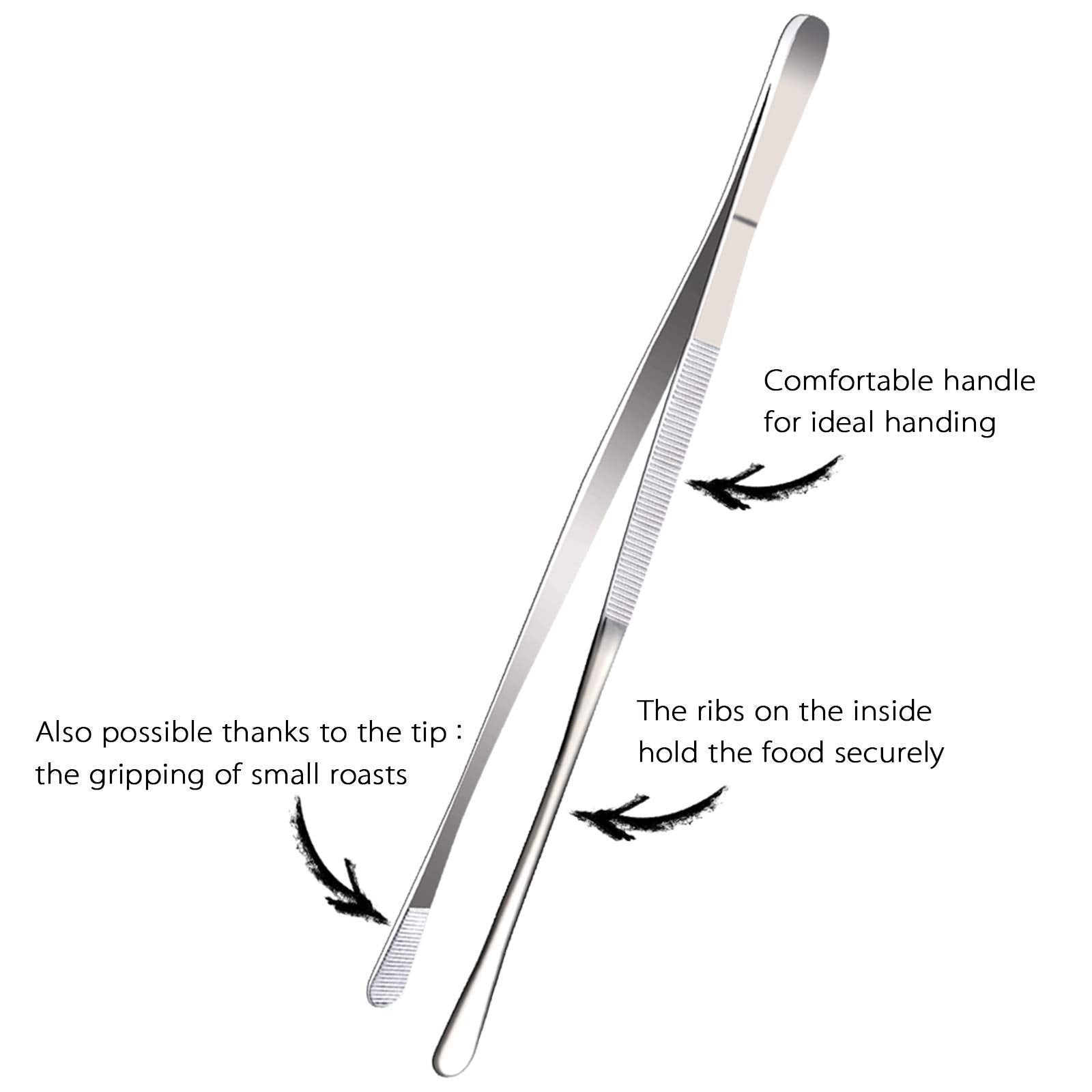 Tangoowal 12-Inch Professional Kitchen & Cooking Tweezers Tongs - Stainless Steel Long Tweezer Tongs - Bbq,Plating,Multi-Use