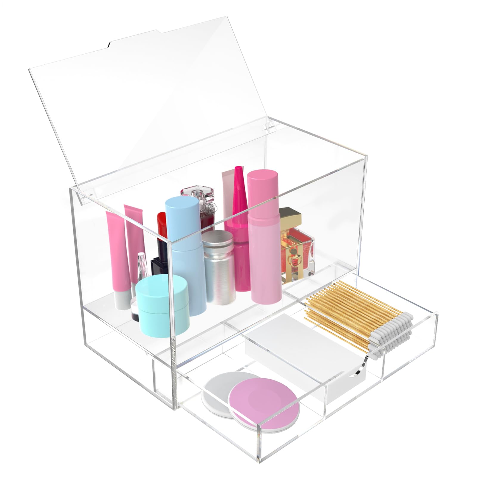 Sohalejr Makeup & Vanity Container Dryer Sheet Holder Pull-Our Drawer Container 2 Ties Clear Acrylic Box For Laundry Room Organi