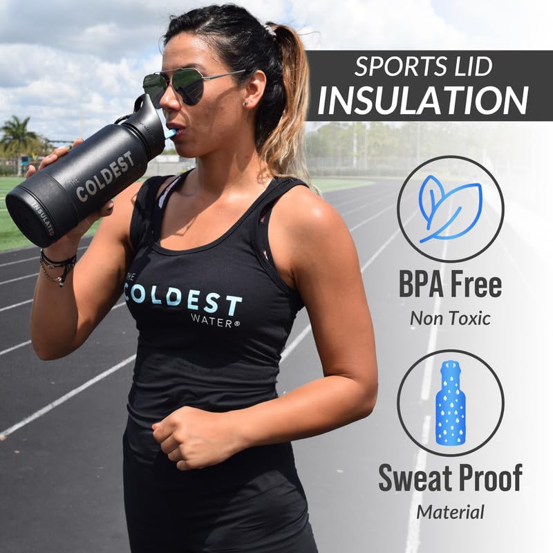 The Coldest Water 32 oz Sports Water Bottle - Vacuum Insulated Stainless Steel Flask, Mint Green, Leak Proof with Straw Lid