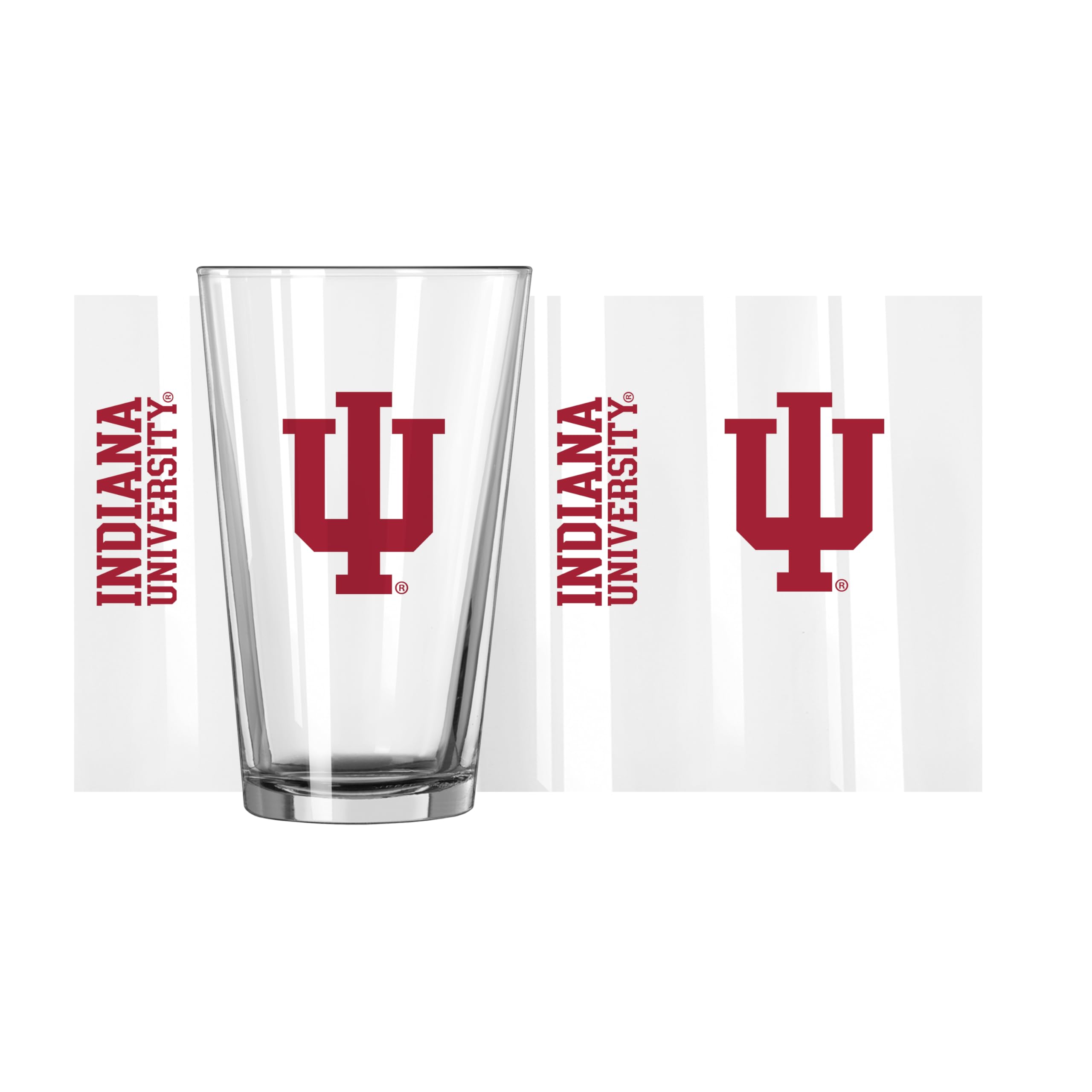 Logo Brands NCAA Indiana Hoosiers 16oz Gameday Pint Glass - Chip-Resistant, Dishwasher Safe, Pressed Glass Drinkware