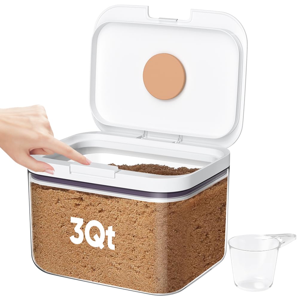 Moryimi Brown Sugar Container Airtight, 3 Quart Brown Sugar Keeper Storage Container with Spoon