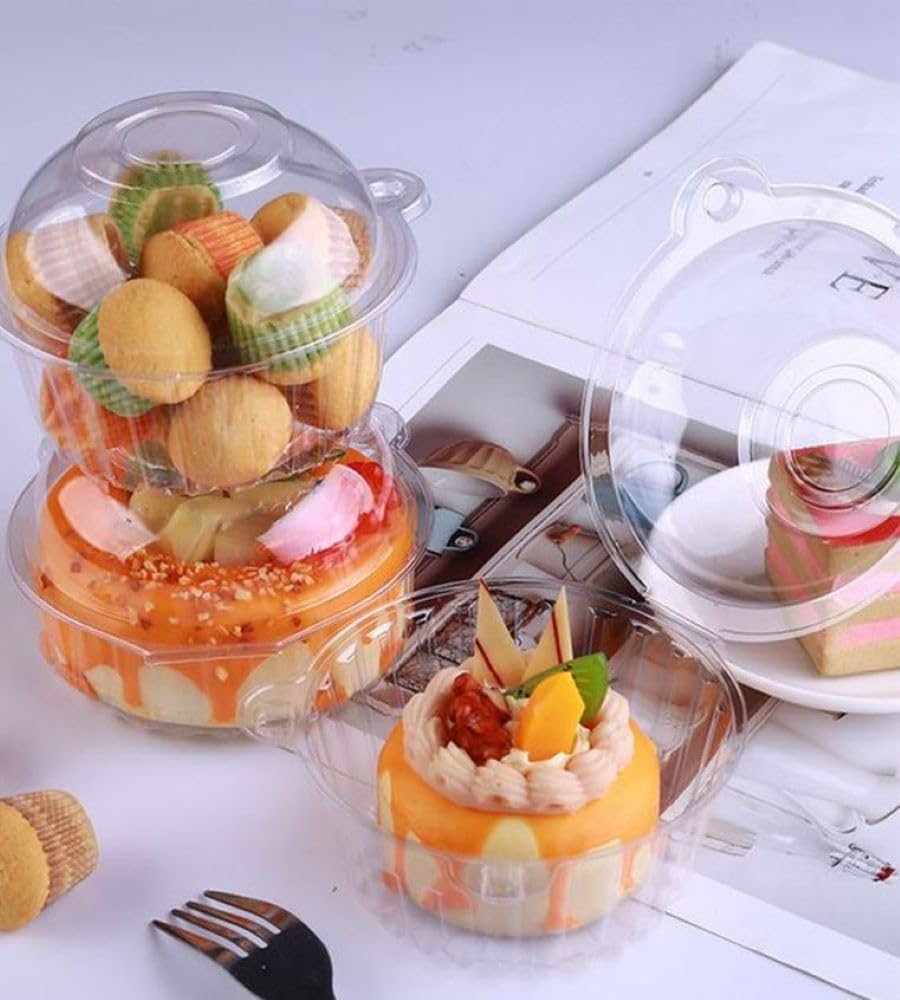 Hewnda 50 Pack Plastic Single Individual Cupcake Muffin Dome Holders Cases Boxes Cups Pods,Great For Parties Or Cake,Muffin Sale