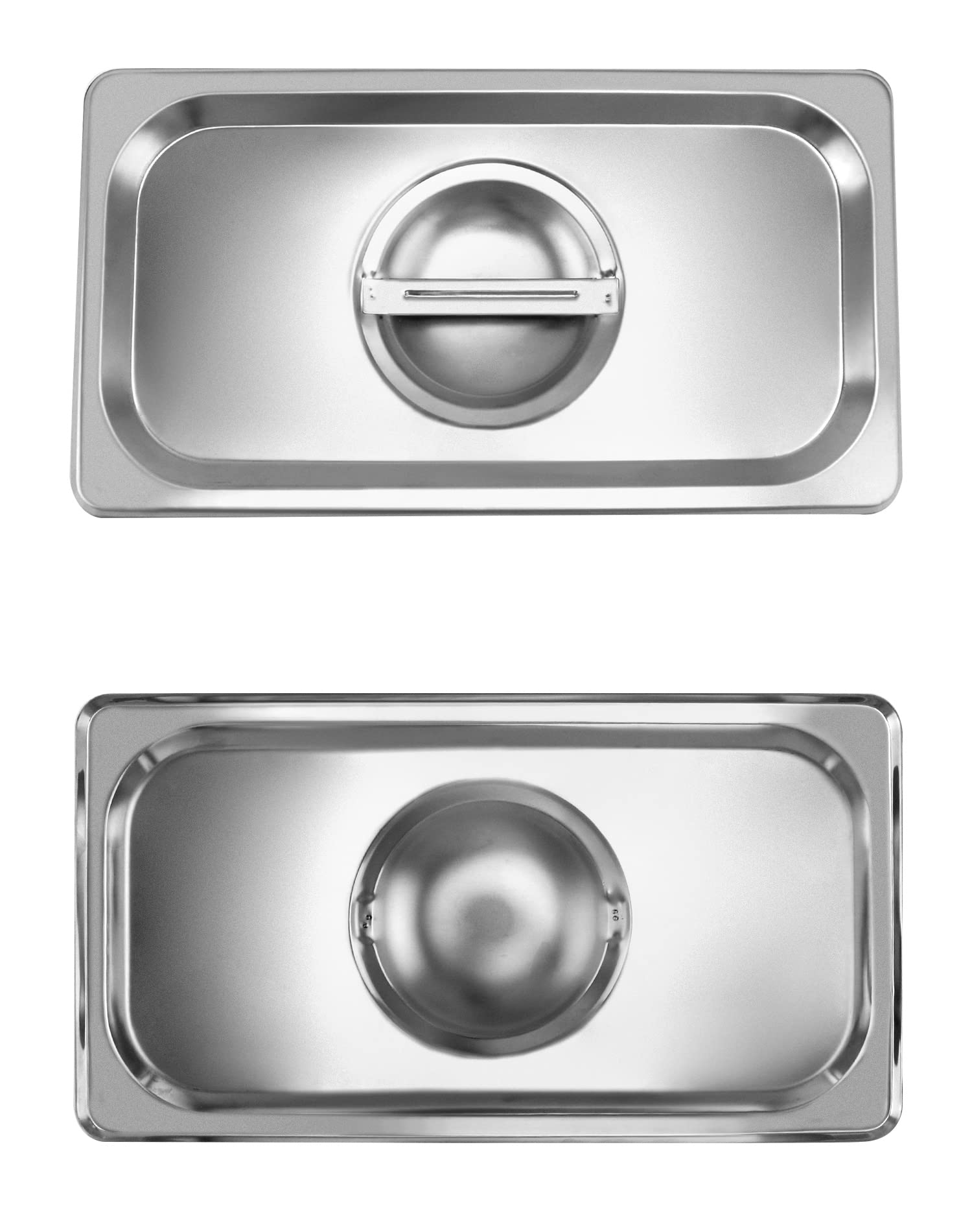 Qwork Solid Pan Lid With Handle, 4 Pack Stainless Steel Steam Table Pan Cover, For 1/3 Size Steam Pans