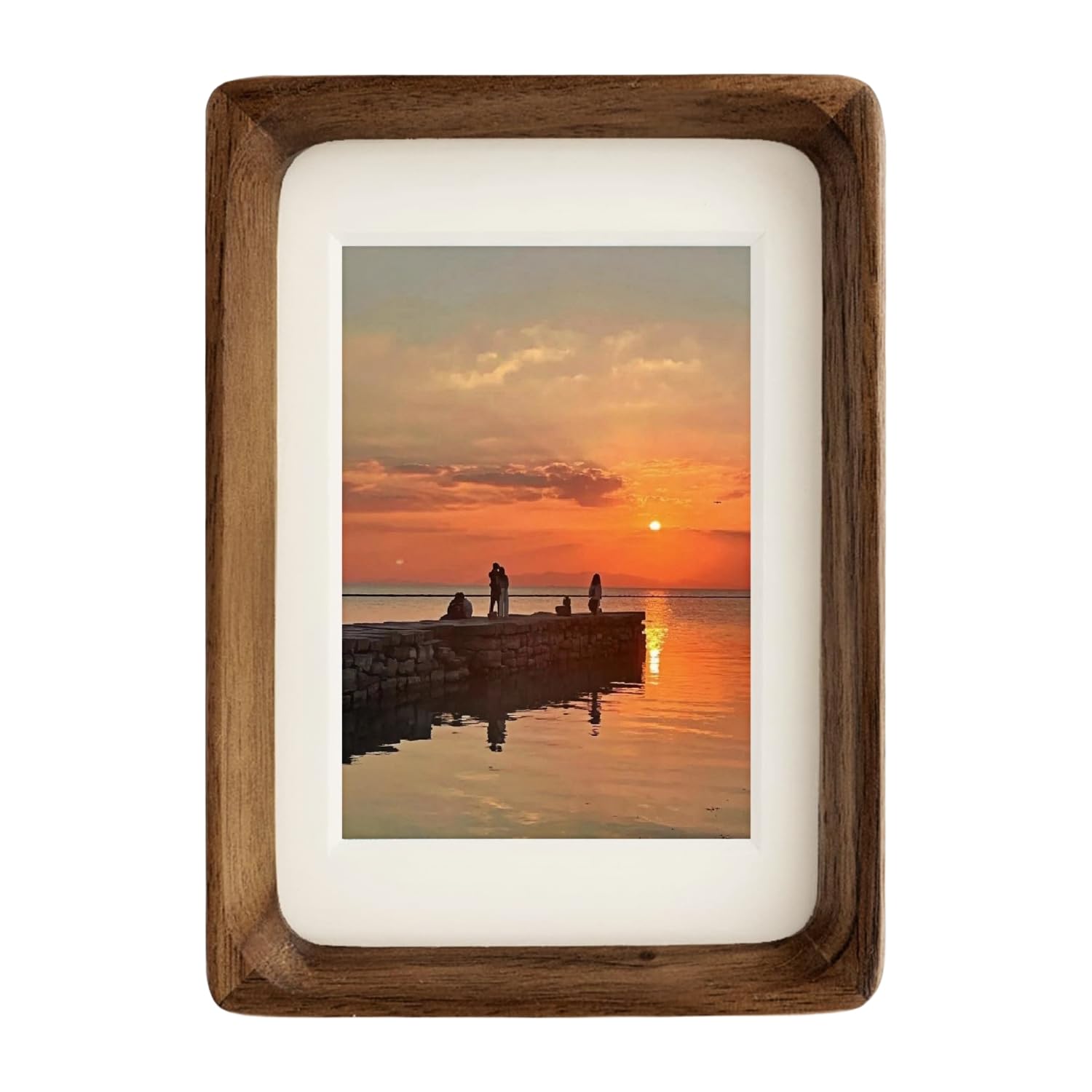 FLECHAZO 4x6 Picture Frame Wood with 3x5 Mat,Natural Solid Walnut Wooden Photo Frames 4 by 6 for Tabletop or Wall Display