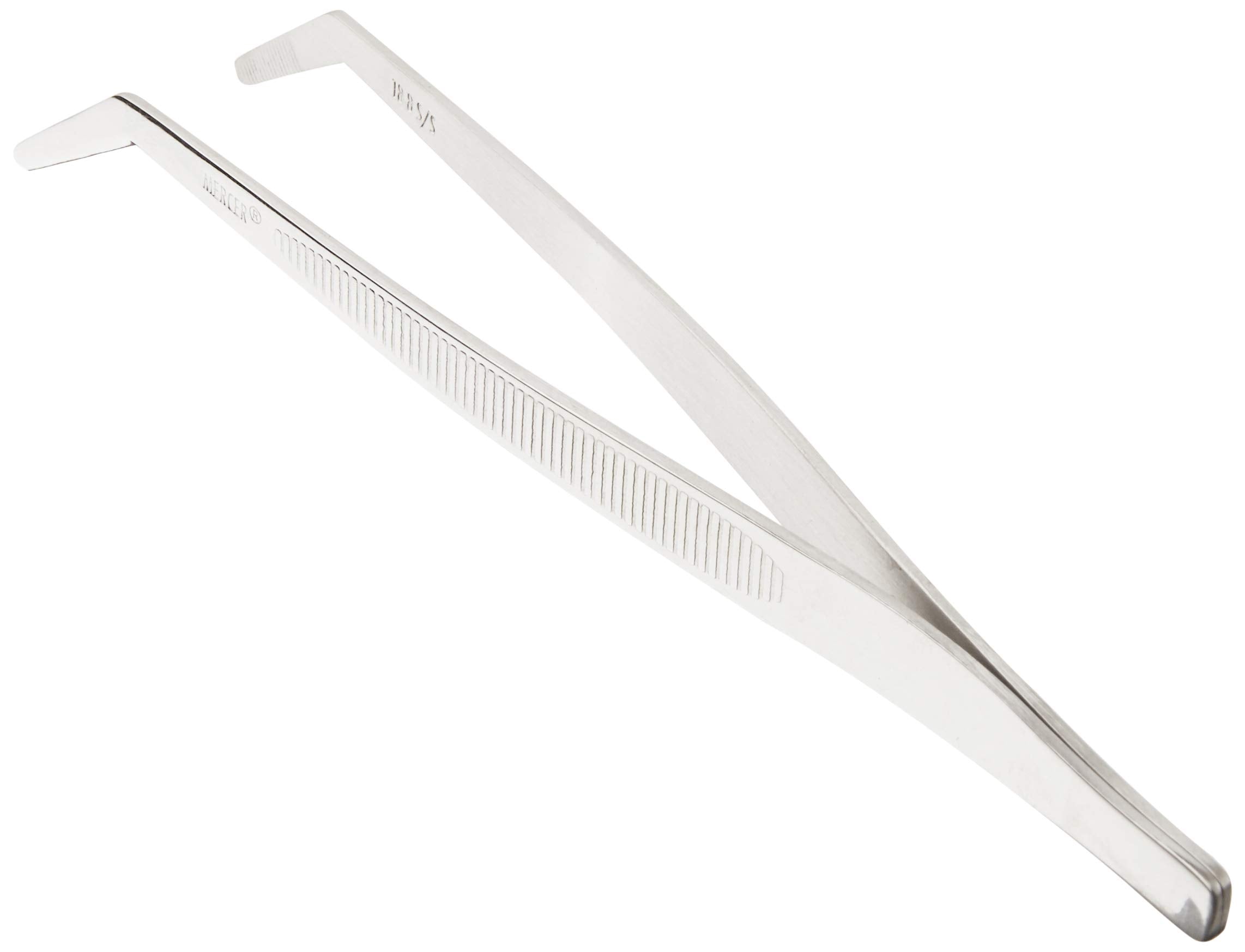 Mercer Culinary 18-8 Stainless Steel Chef Plating Tongs, Curved Tip, 6-1/8 Inch