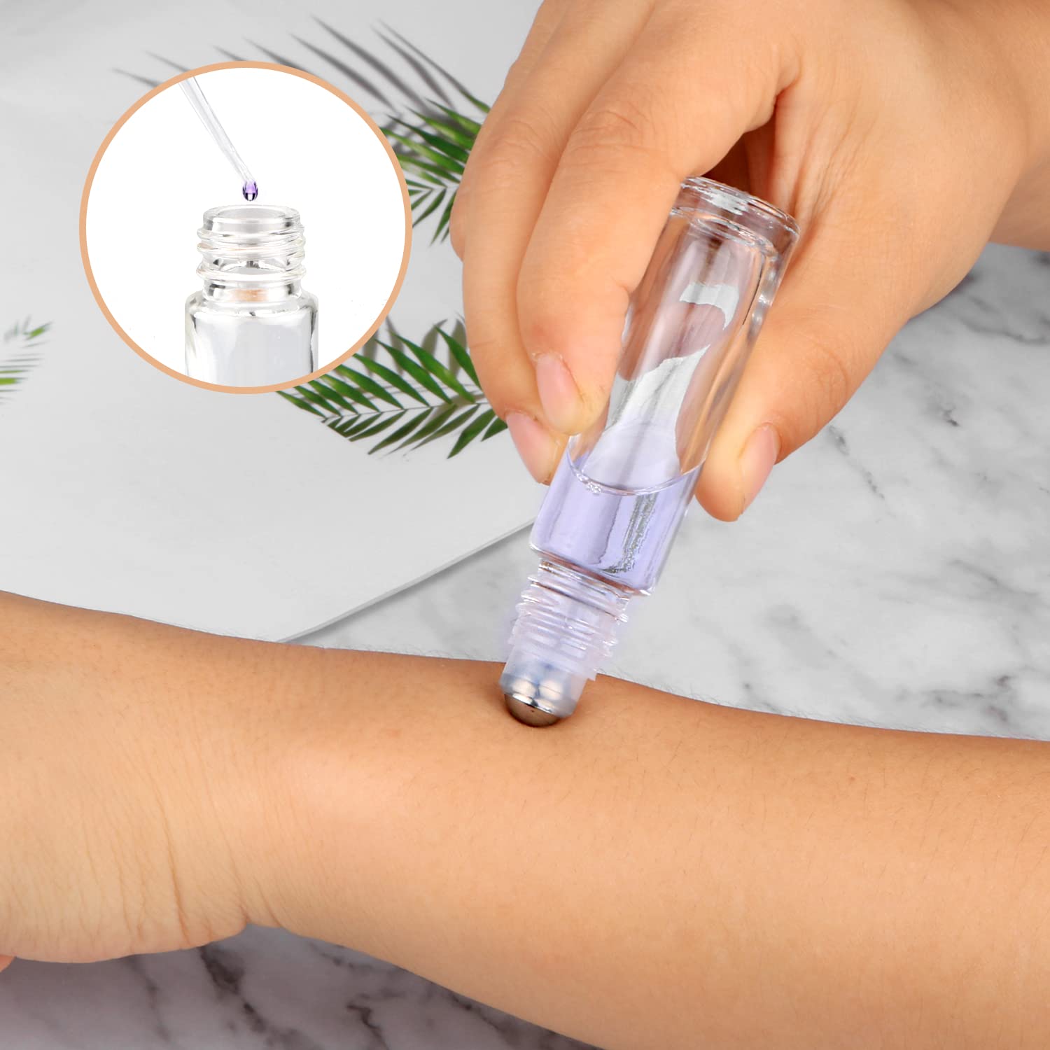 Clear Refillable Glass Empty Roll On Bottles Roller Bottle,10Ml Bamboo Roll On Bottle For Essential Oils Perfume Sample Bottles