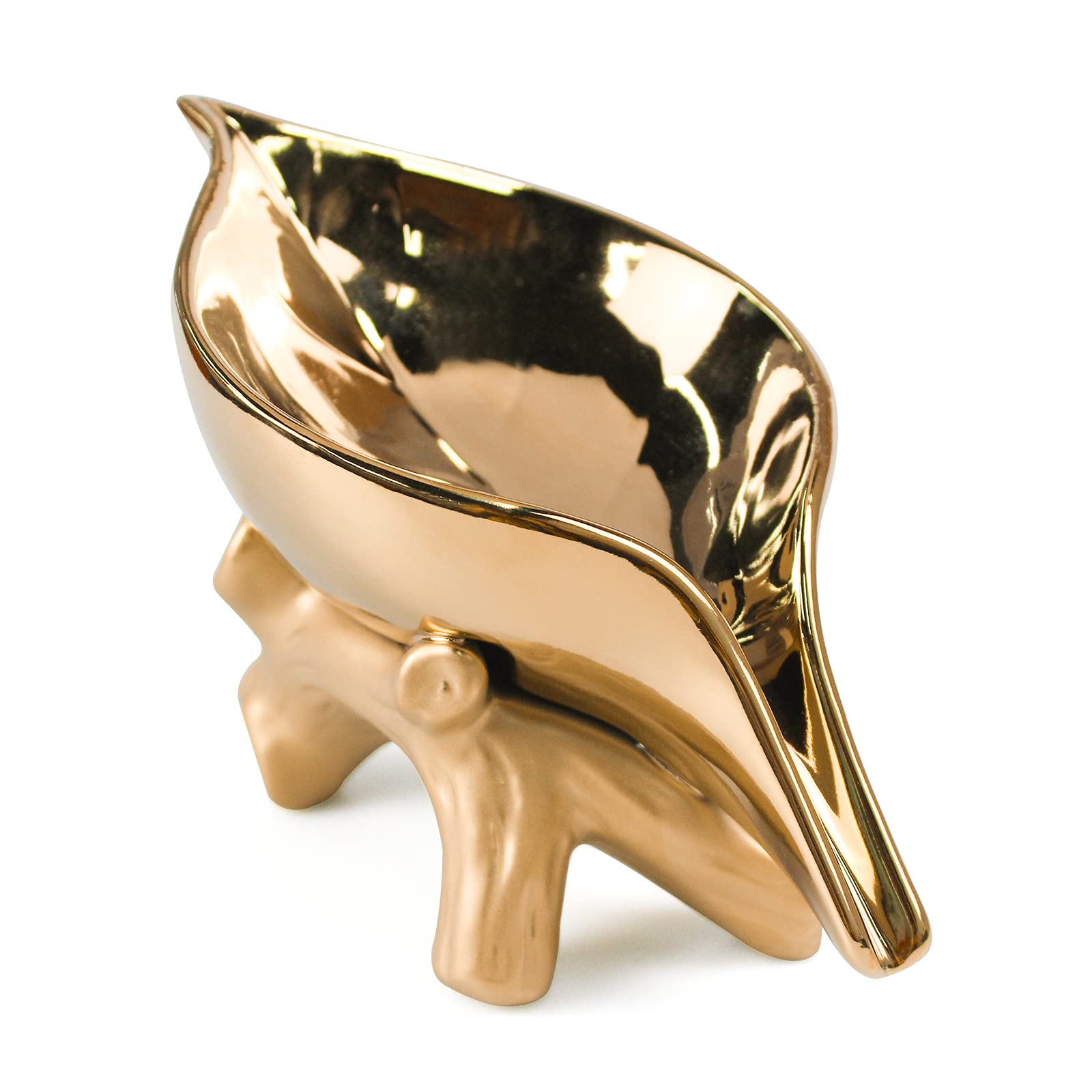 Leaf Soap Dish For Shower,Ceramic Soap Holder With Stump Bathroom Ring Dish Holder For Jewelry Engagament Wedding Birthday Gifts