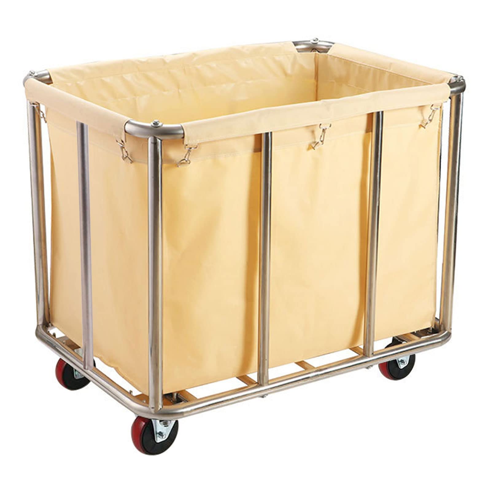 Commercial Laundry Cart With Wheels, 11.35 Bushels Large Laundry Roller With Removable Waterproof Canvas Lined Basket, Heavy Dut