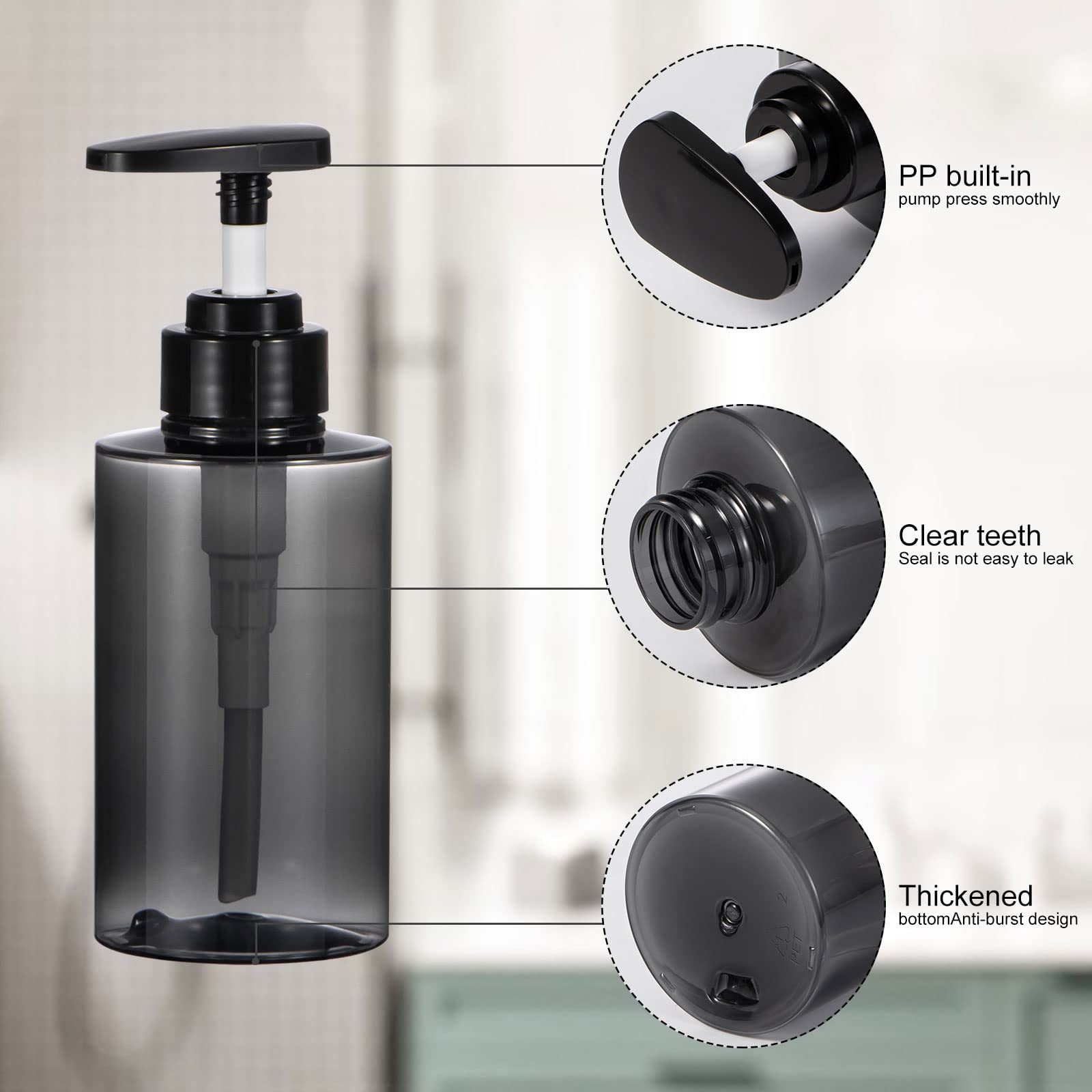 Shampoo Bottles With Pump, Yebeauty 2 Pack Empty Refillable Shower Bottle 10Oz 300Ml Squeeze Lotion Dispenser For Bathroom,Shamp