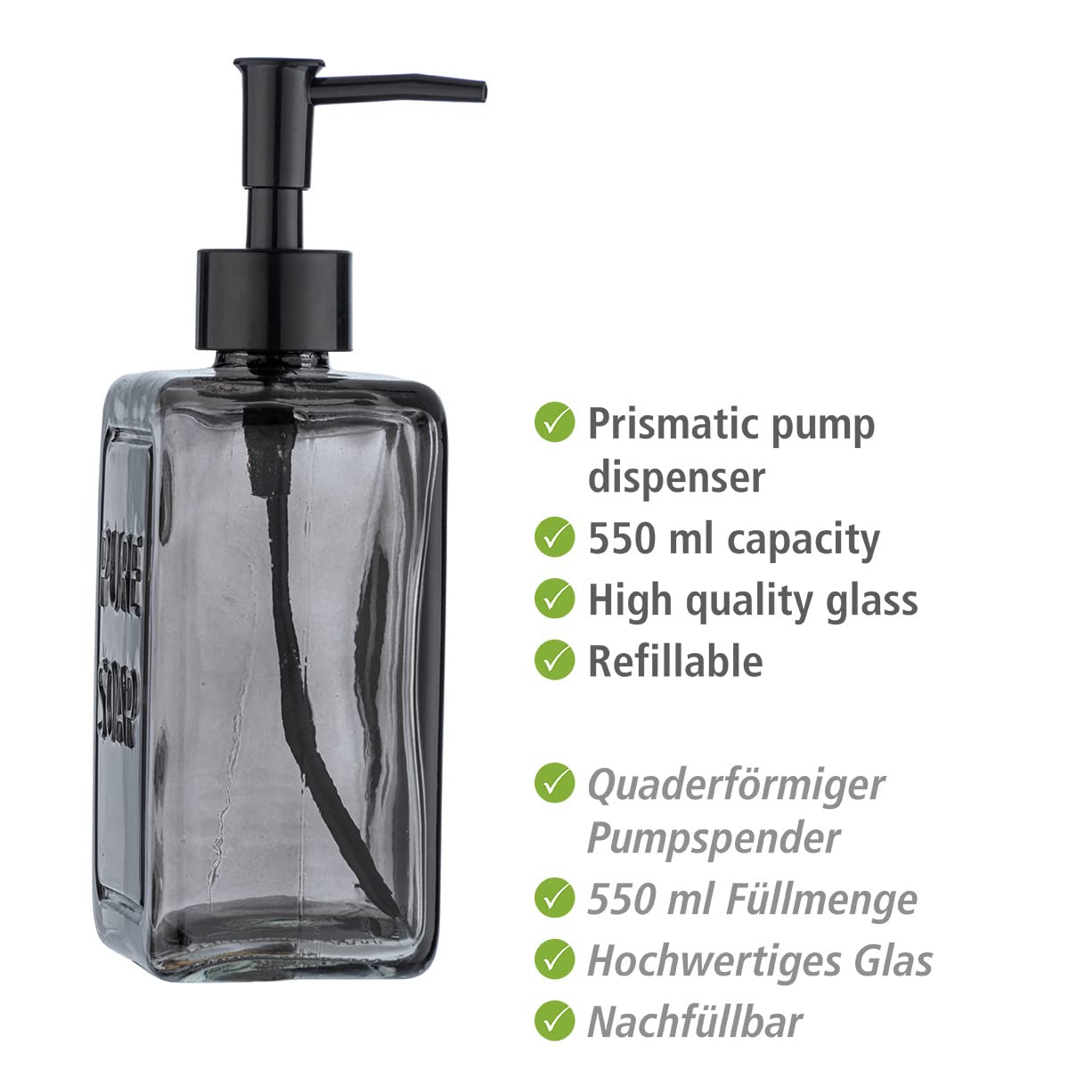 Wenko Peanut Beige Liquid Soap Dispenser Capacity 0.24 L, Gray, 1