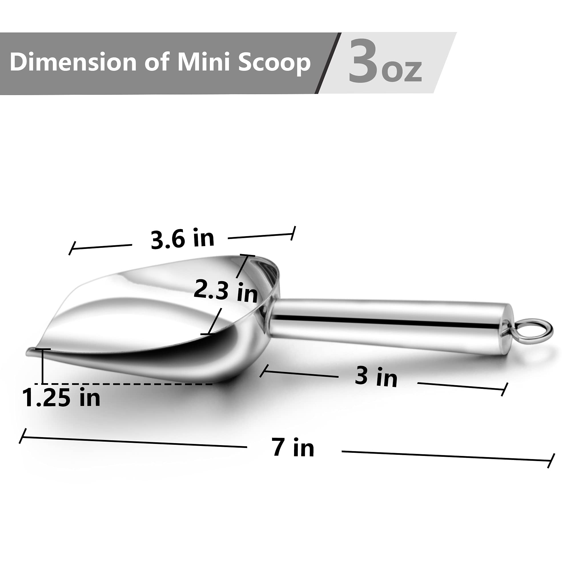 Teamfar Mini Scoop Set Of 2, 3 Oz Stainless Steel Canister Scoops, Small Ice Candy Scoop Utility For Kitchen Dispenser Buffet Ja