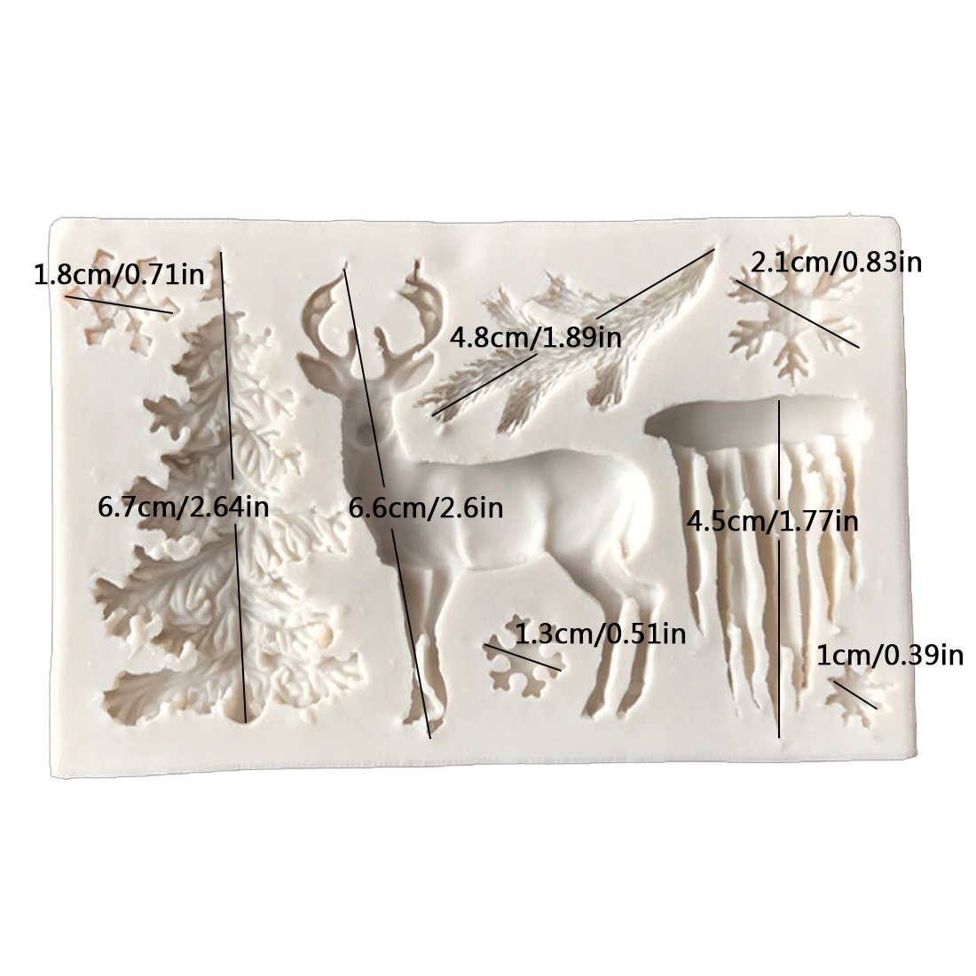Tvoip 2Pcs Christmas Theme Silicone Mold Elk Snowflake Tree Deer Fondant Dessert Ice Cube Candy Chocolate Mold