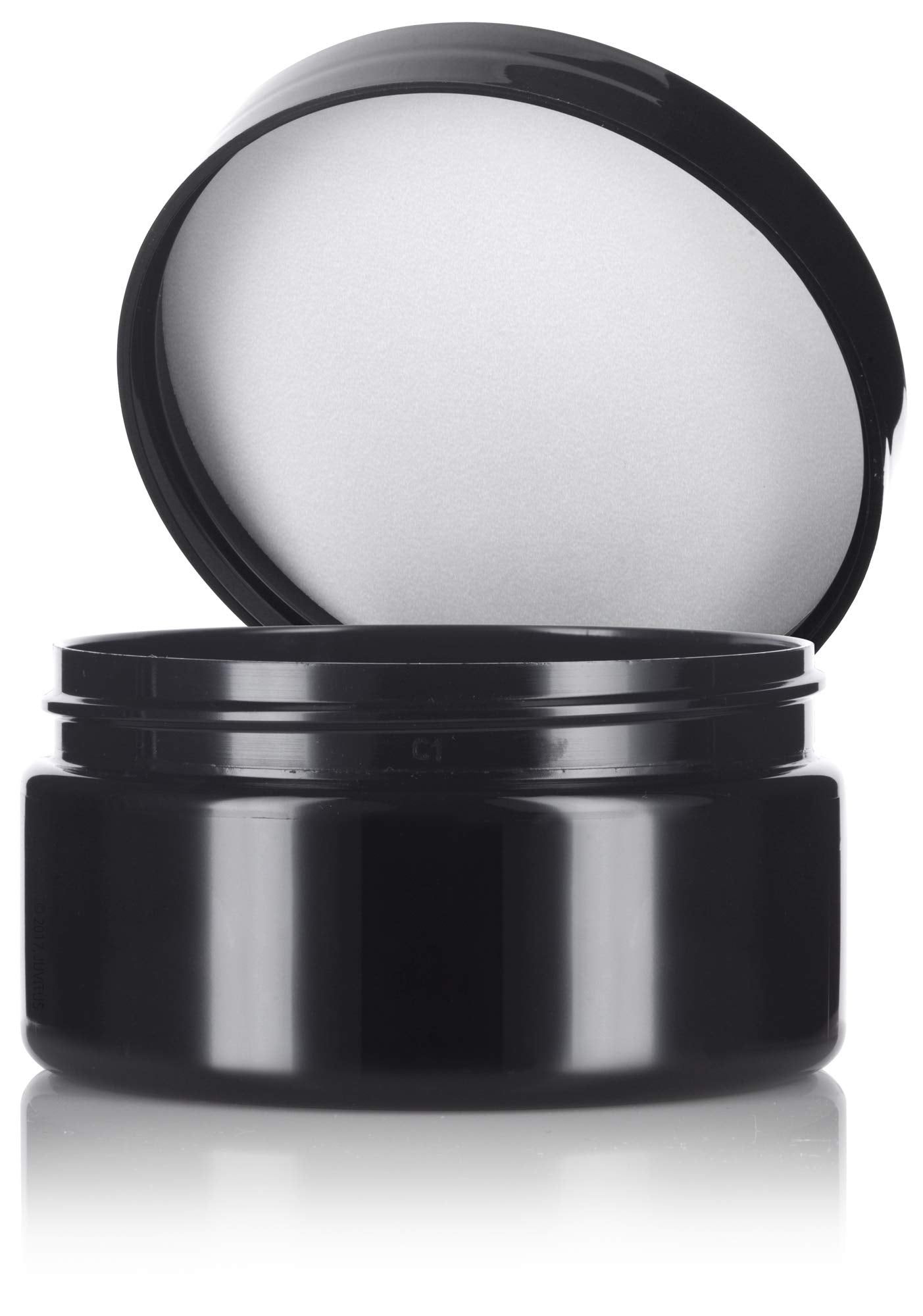 8 Oz Black Pet Plastic Refillable Low Profile Jar With Black Lid (6 Pack)