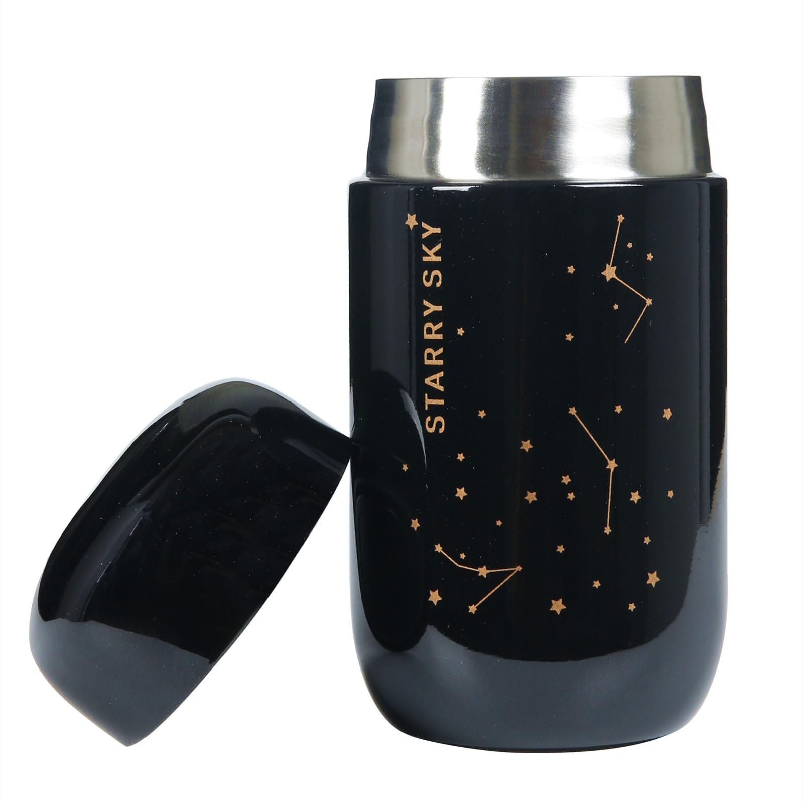 HOHCNA 7 oz Mini Black Insulated Water Bottle, Starry Sky, Leakproof