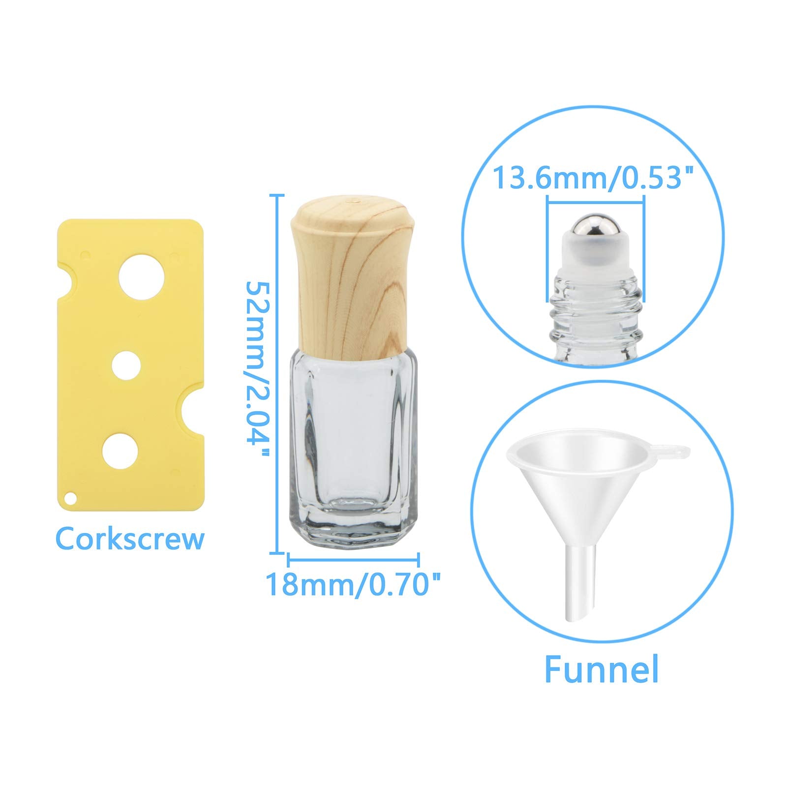 Newzoll 10Pcs 3Ml Light Blue Glass Roller Bottles Mini Roll On Bottles Cosmetics Perfume Essential Oil Rolling Bottles Sample Vi