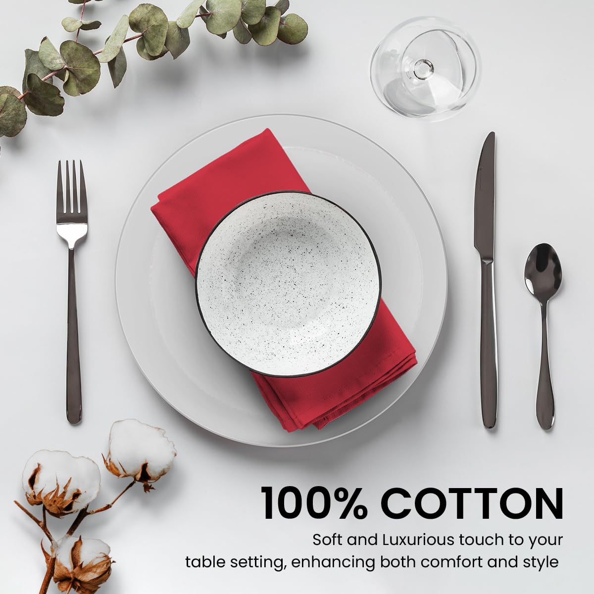 Napkins Pack Of 12|Dinner Cloth Napkins|Calicot Dinner Cotton Napkins 18X18 Inch|Washable Reusable Napkin For Party Plate Decor|