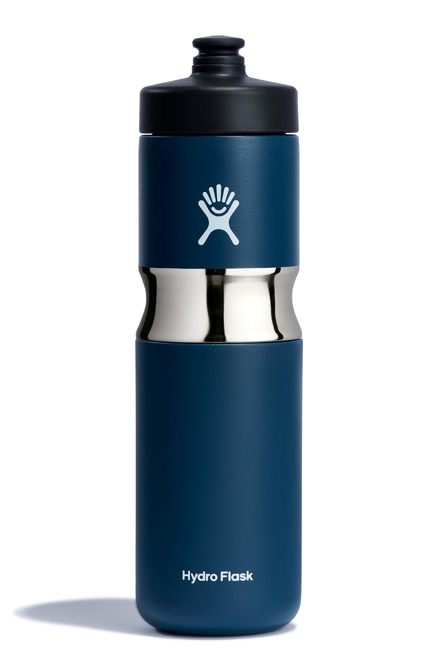 Hydro Flask 20 oz Wide Mouth Sport Cap Stainless Steel Reusable Water Bottle Indigo - Vacuum Insulated, Dishwasher Safe, BPA-Fre