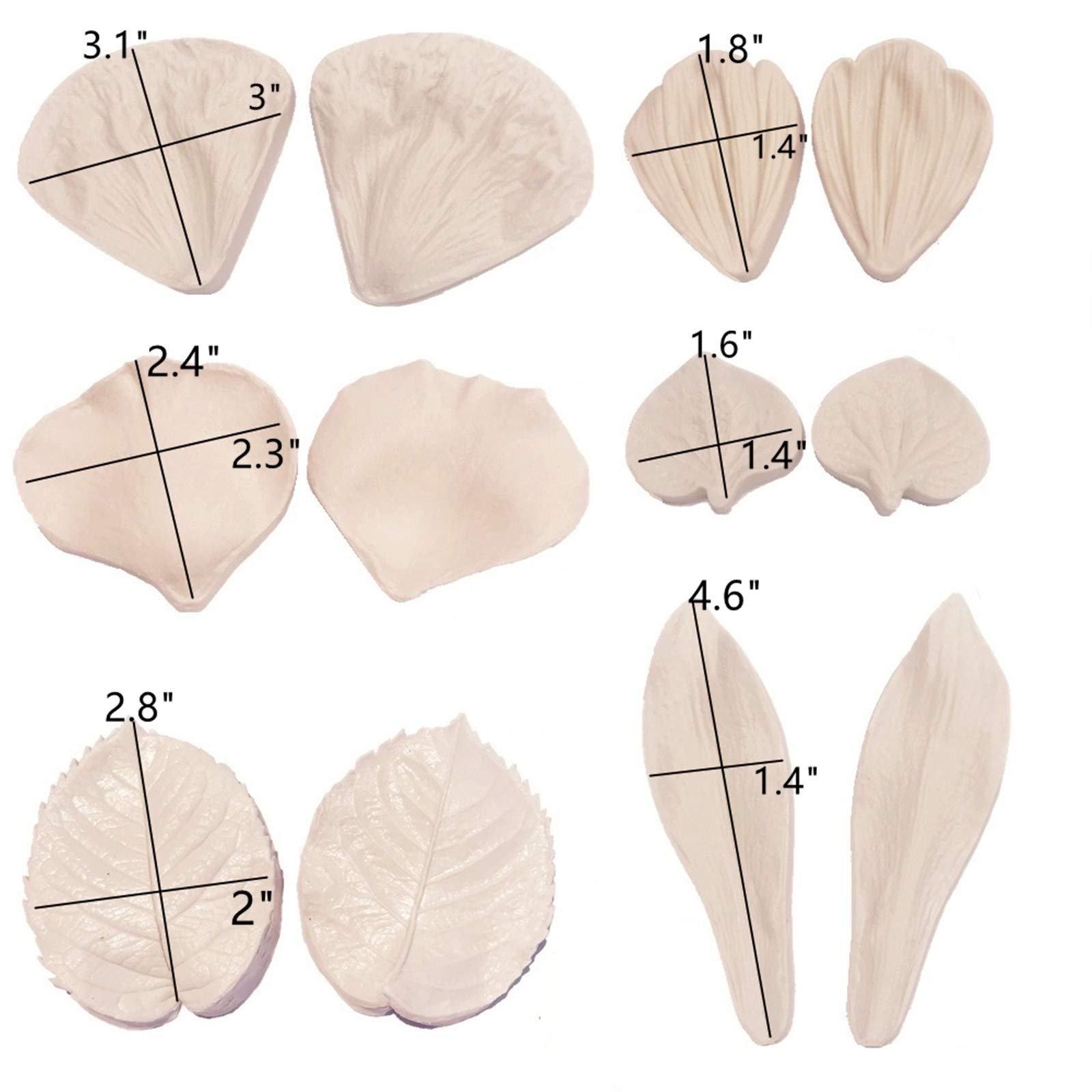 6Set Gum Paste Flowers Mold,Fondant Silicone Veining Mold,Sugarcraft Flower Making Tools For Peony Rose Lily Daisy Hydrangea Flo