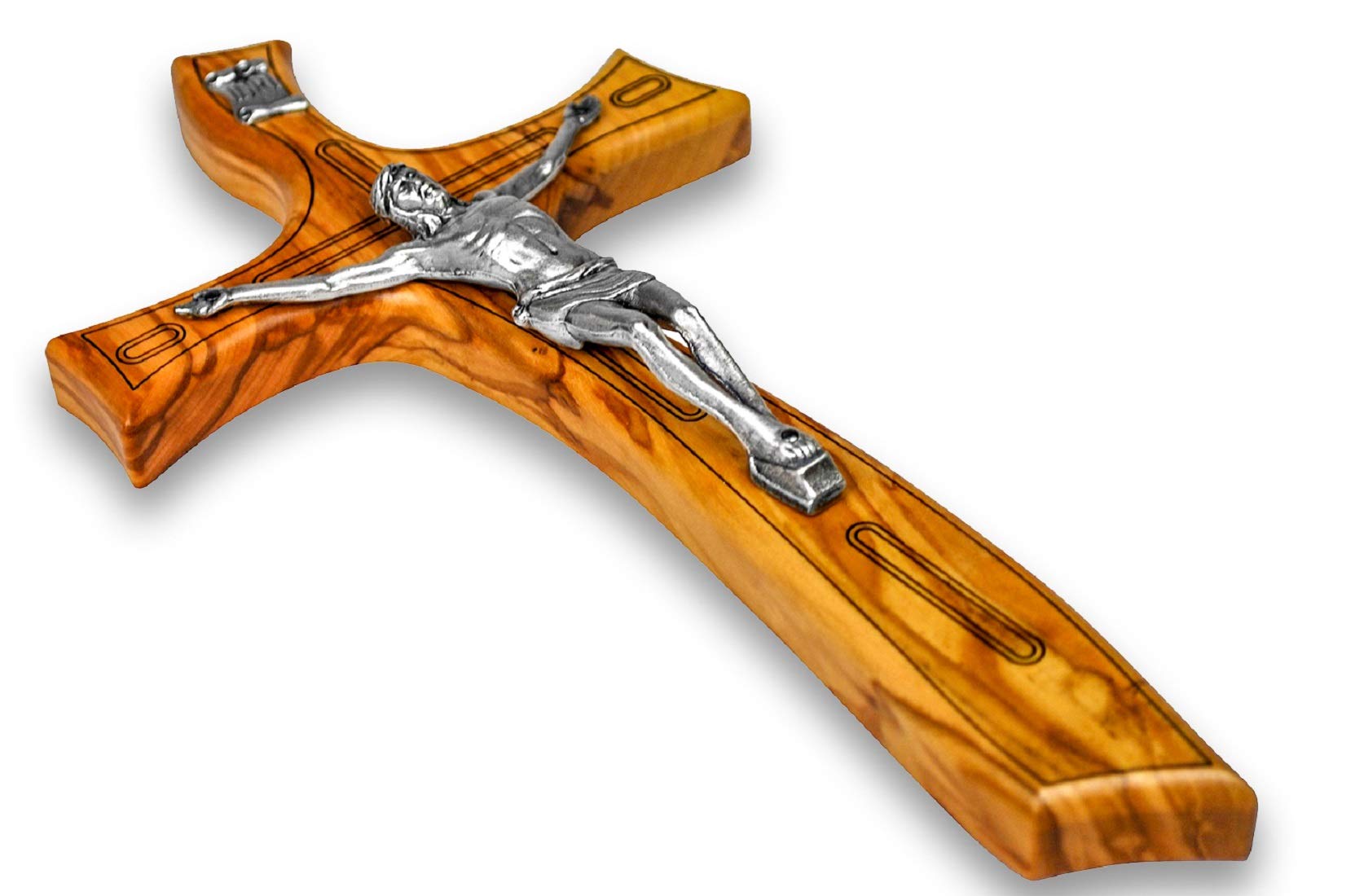 Italian Crucifix | Made of Genuine Olive Wood | Traditional and Contemporary Design | Elegant Flowing Lines to Suit any Decor | 