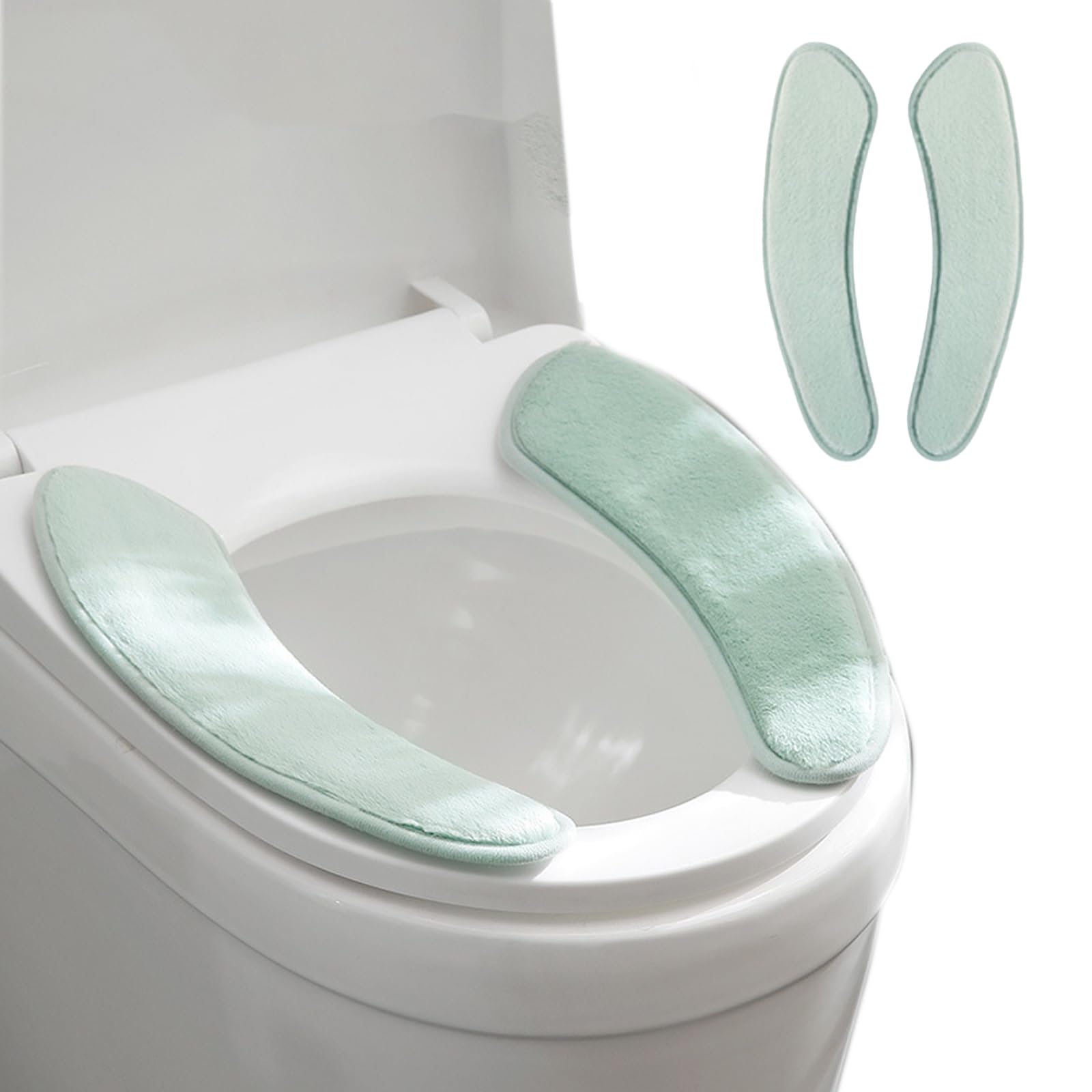 Iensen Thick and Warm Toilet Seat Cushion Cover - with Sticky Toilet Seat Cushion - Washable and Reusable Mat for Winter - Doubl