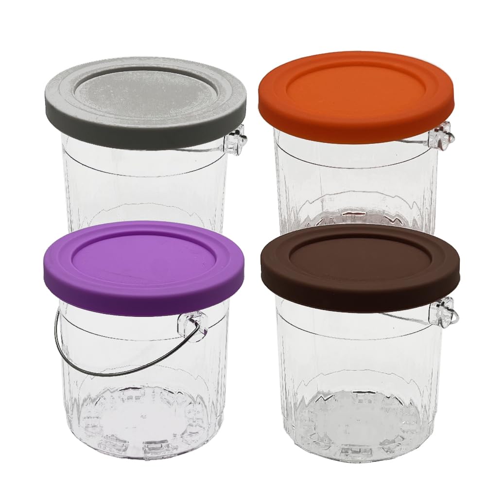 Upgrade Bucket Ice Creami Containers,Compatible With Ninja Creami Pints And Lids - 4 Pack, 16Oz Cups Nc301 Nc300 Nc299Amz Series