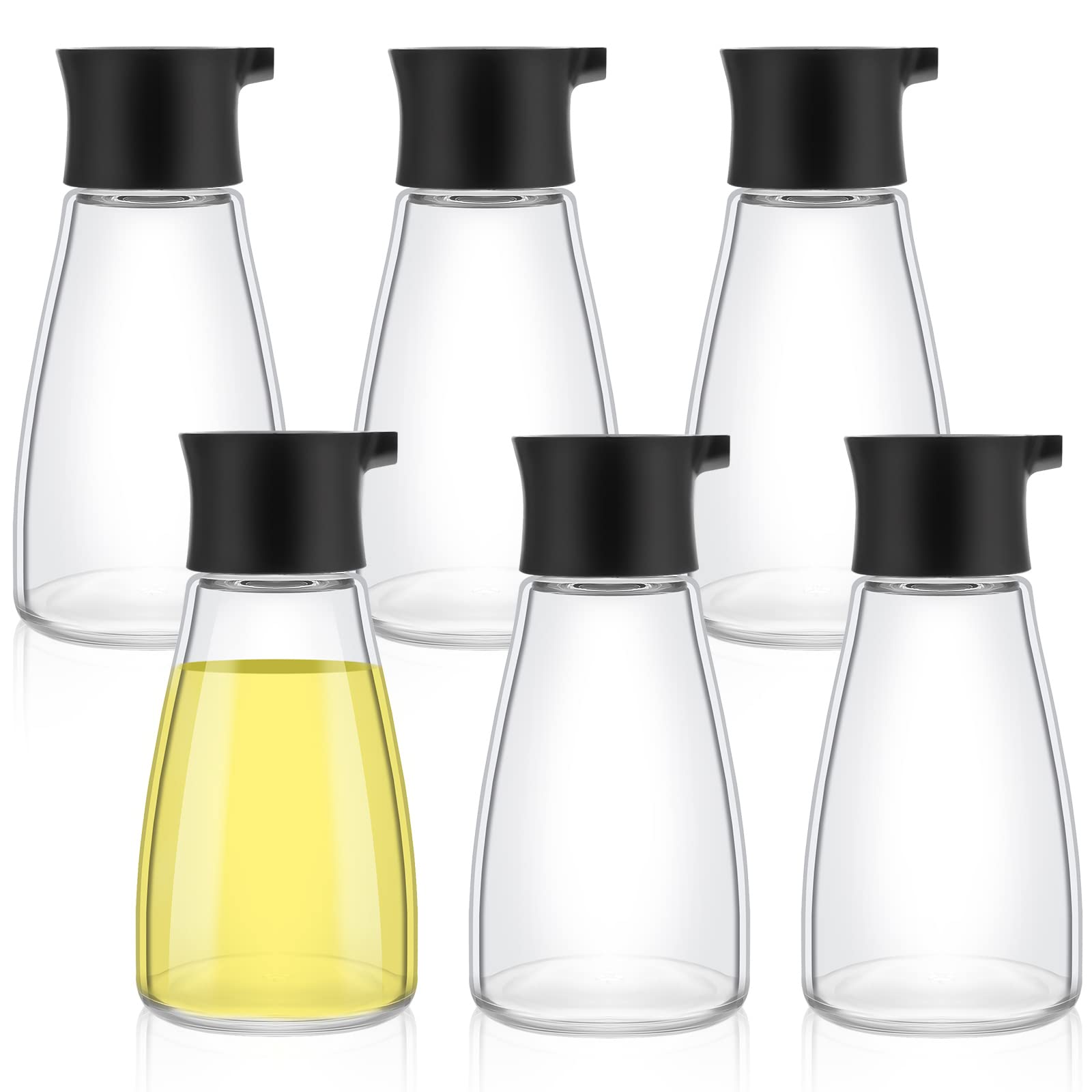Suclain 6 Pcs Soy Sauce Dispenser Leakproof Cruet Dispenser Set Oil and Vinegar Dispenser Set Small Sauce Bottles Glass Soy Sauc