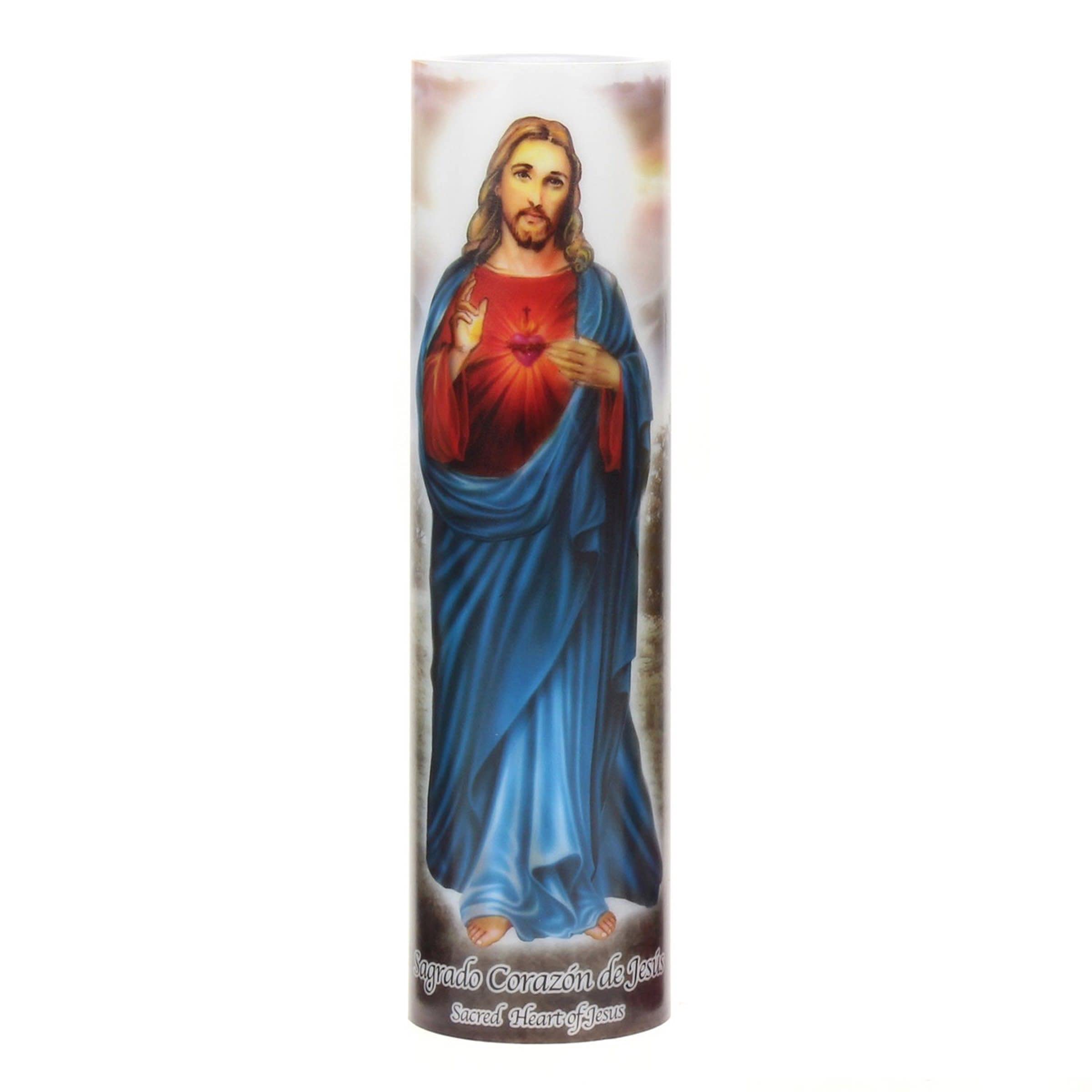 Stonebriar Jesus Flameless LED Devotional Prayer Candle with Automatic Timer, Unique Religious Decoration for Home, Office, or P