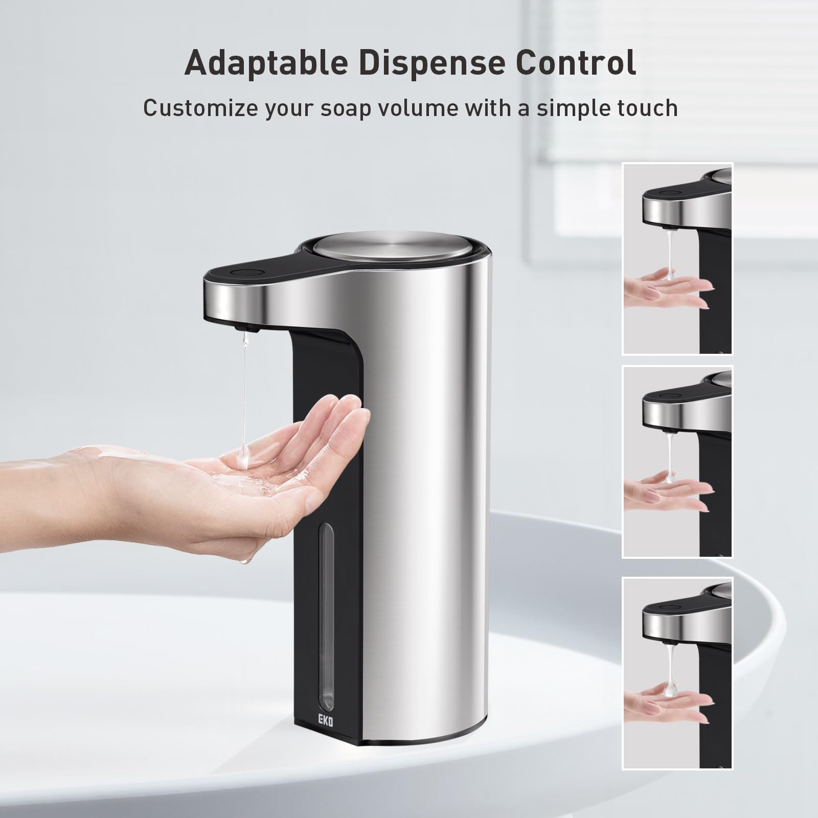 Eko Aroma Touchless Automatic Soap Dispenser For Kitchen And Bathroom, Liquid Hand Soap Dispenser, Water-Resistant And Rechargea