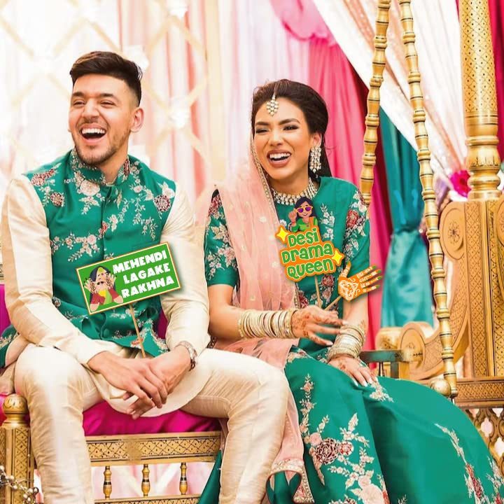 Festiko 24 Pcs Mehendi Photobooth Props, Mehendi Ceremony Props, Mehendi Function Decorations, Wedding Photobooth Props, Mehendi