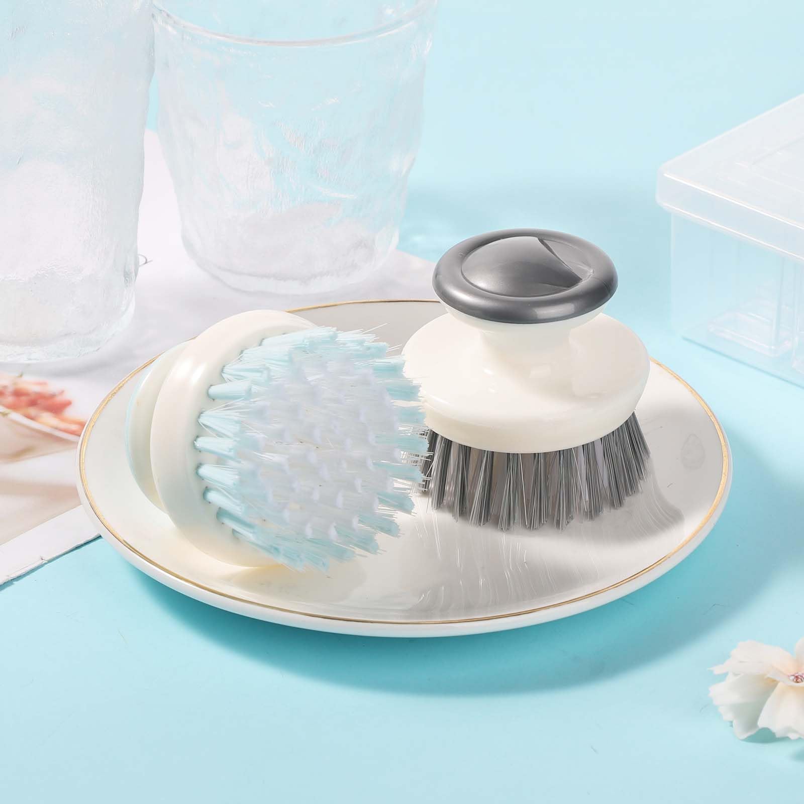 2Pcs Dish Brush With Handle, Multipurpose Dish Brush For Cleaning Kitchen Scrub Brushes Kitchen Wash Brush For Bowls Pots Pans (