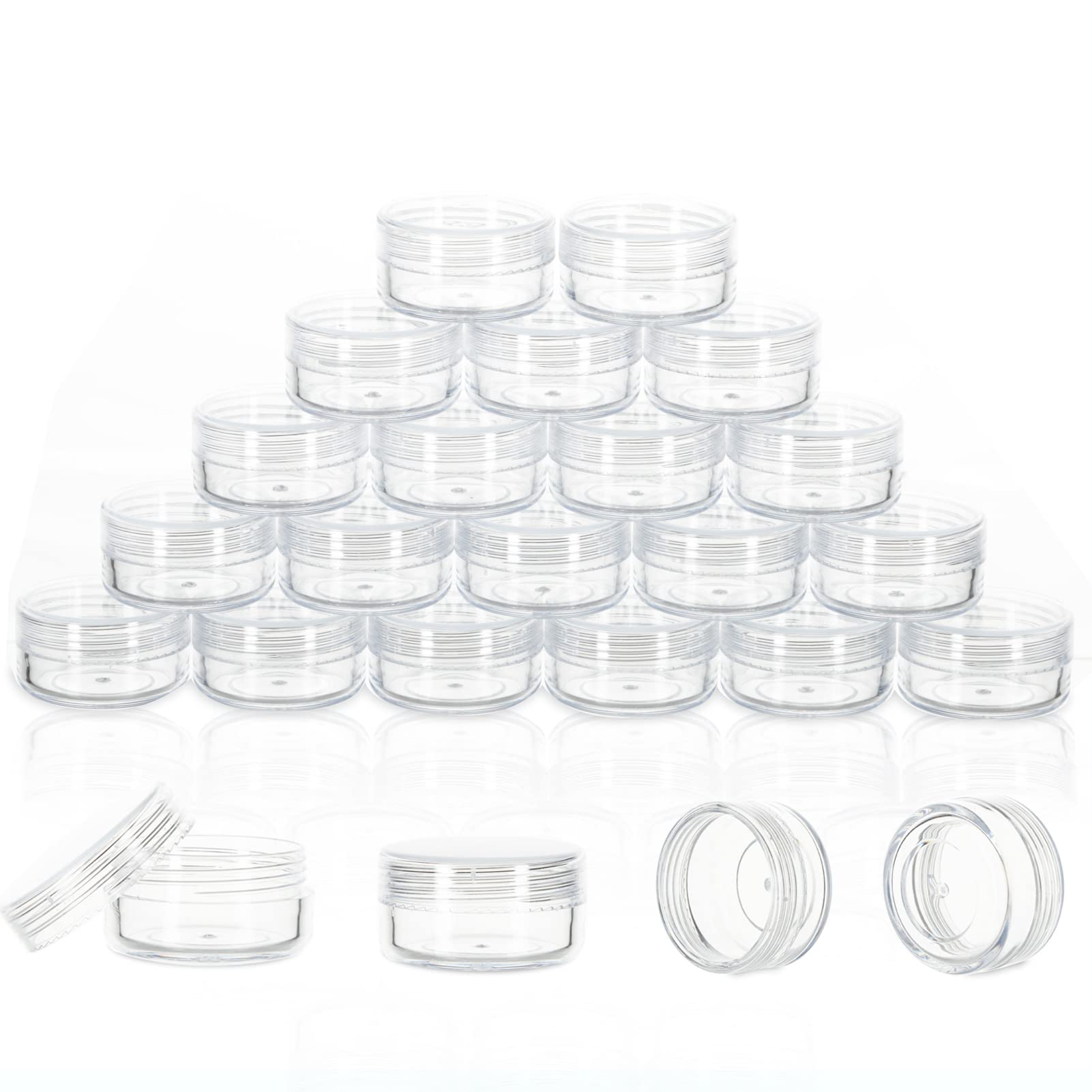 Zejia 10 Gram Sample Containers, 100 Count Cosmetic Containers With Lids, Refillable Empty Sample Jars, Small Plastic Containers