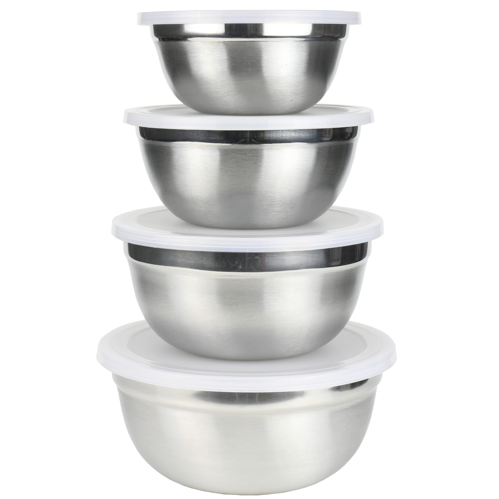 Chef Craft Select Prep Bowl Set With Lid, 75 Qt, 1 Qt, 1.5 Qt And 2Qt, Stainless Steel